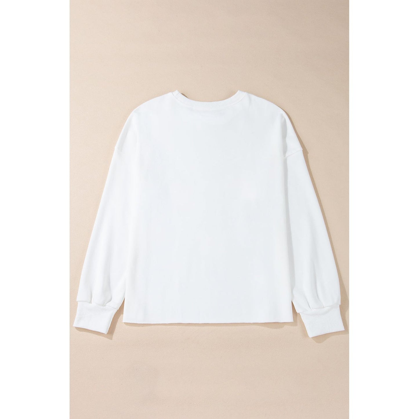 White Bowknot Pattern Drop Shoulder Loose Sweatshirt
