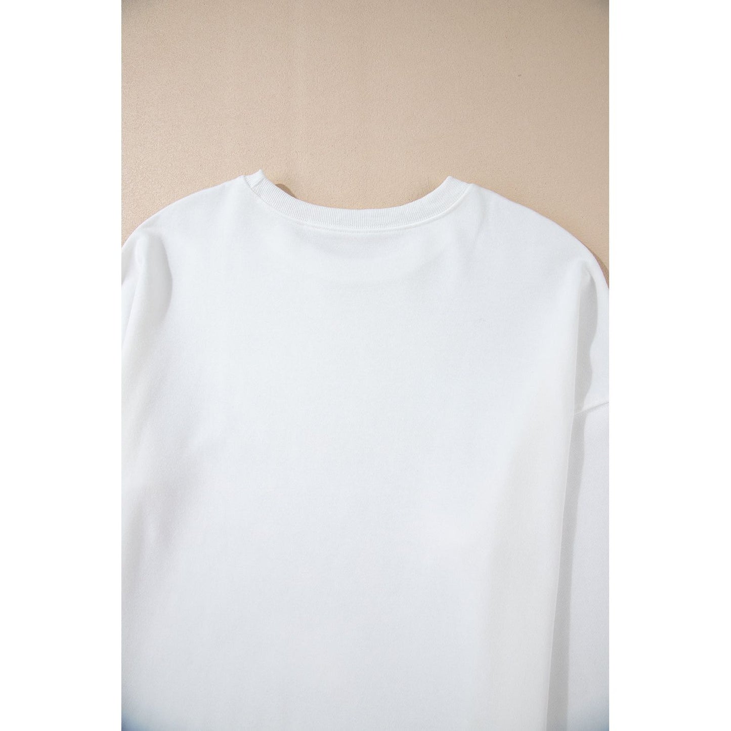 White Bowknot Pattern Drop Shoulder Loose Sweatshirt