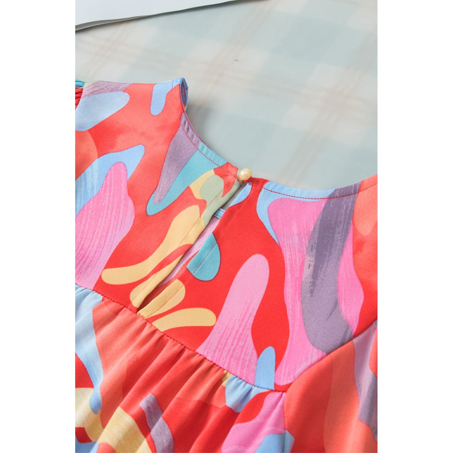 Happy Days Abstract Pattern Wide Sleeve Blouse