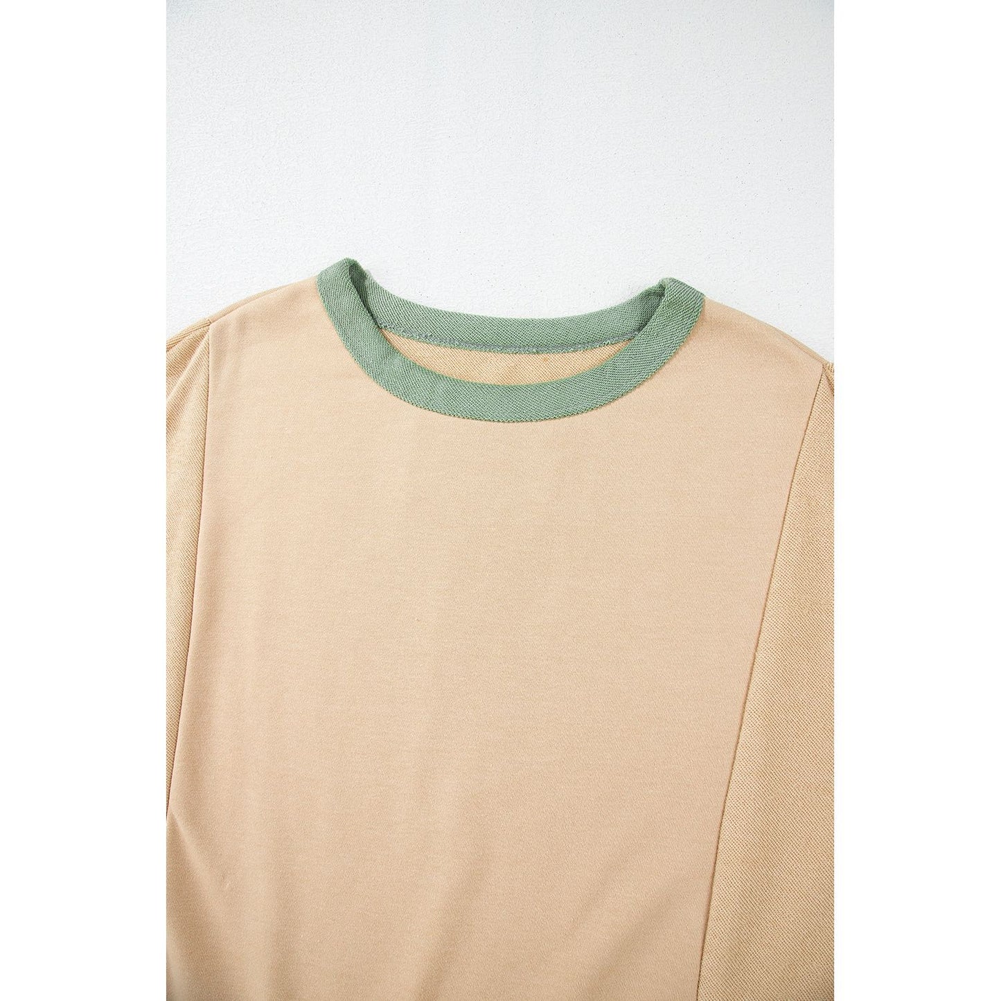 Beige Star Patchwork Exposed Seam Oversized Sweatshirt