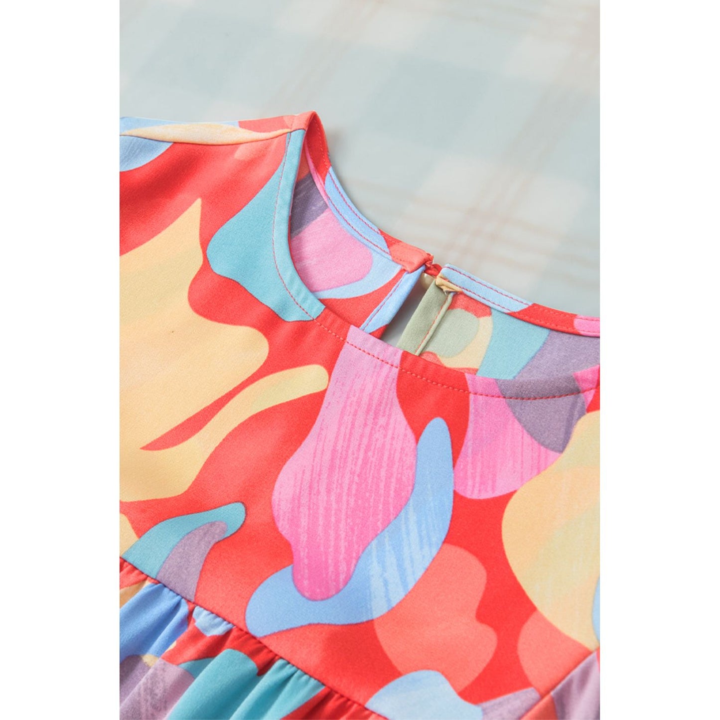 Happy Days Abstract Pattern Wide Sleeve Blouse