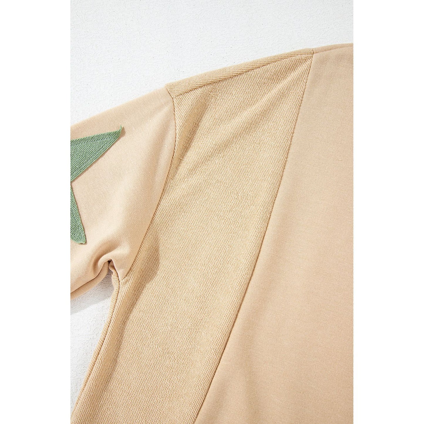 Beige Star Patchwork Exposed Seam Oversized Sweatshirt