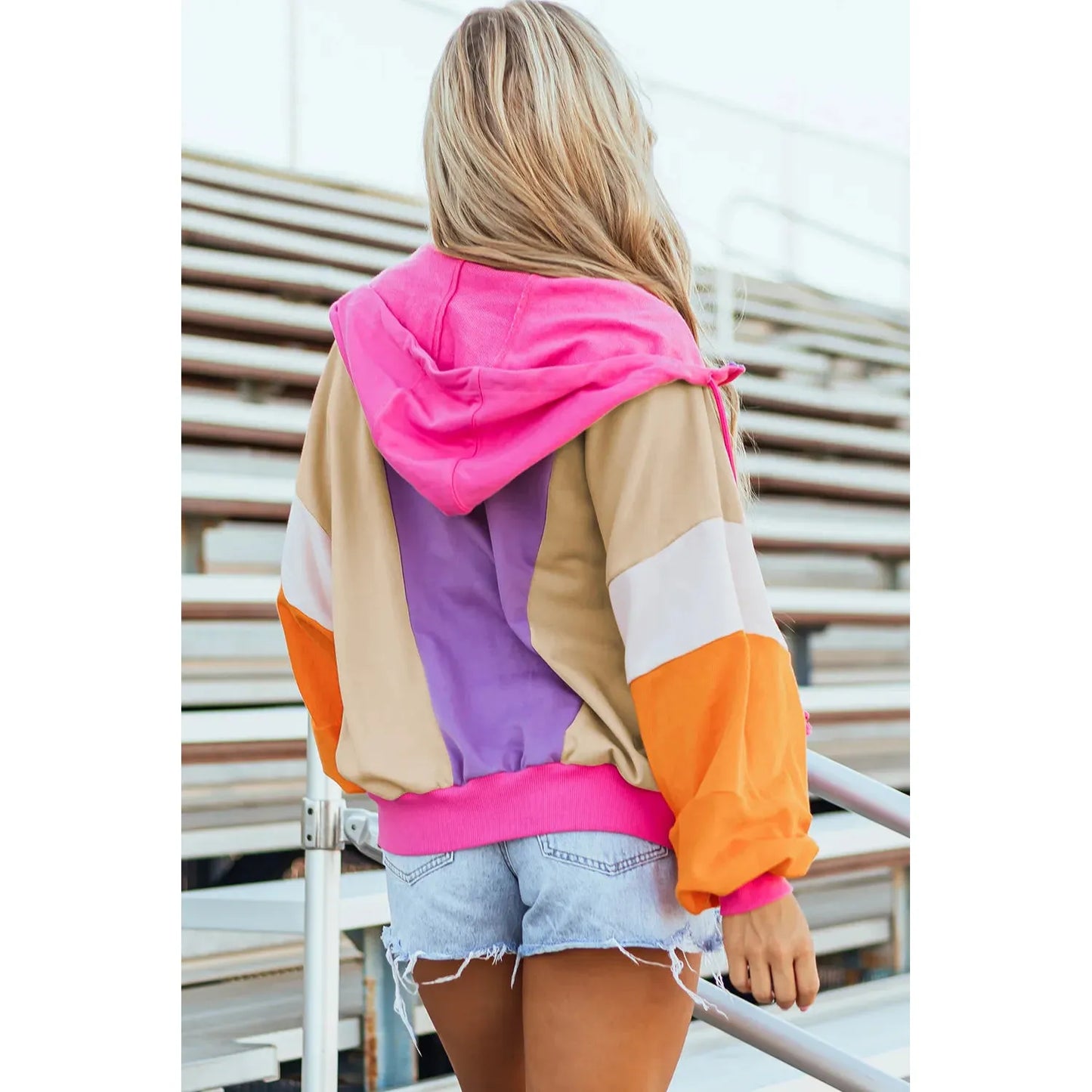 Weekend Errands Color Block Zip Up Hoodie