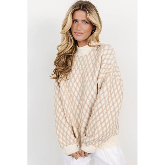 Around the Fire Oatmeal Textured Knit Sweater