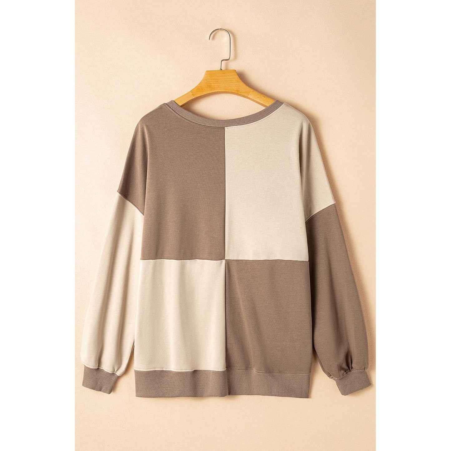 By the Fire Beige Colorblock Henley High Low Pullover