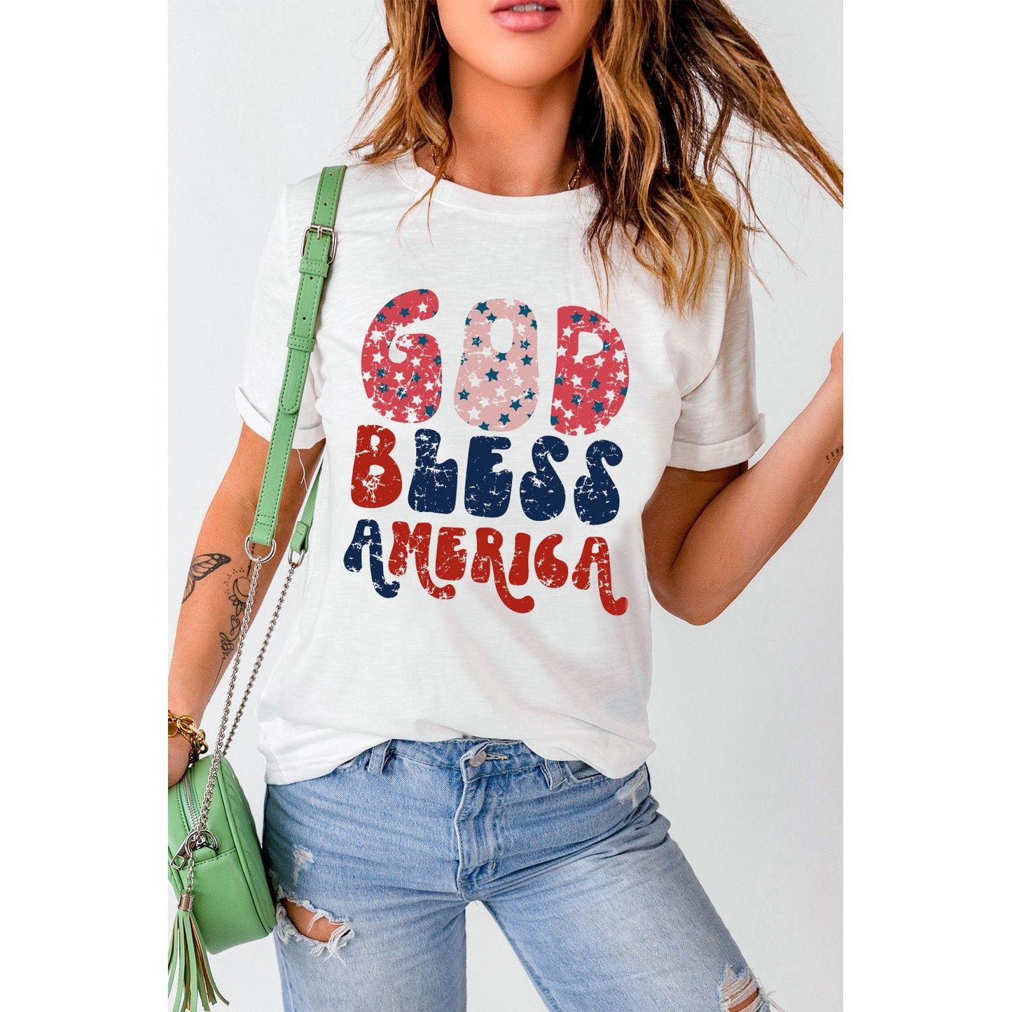 White God Bless America Graphic Tee