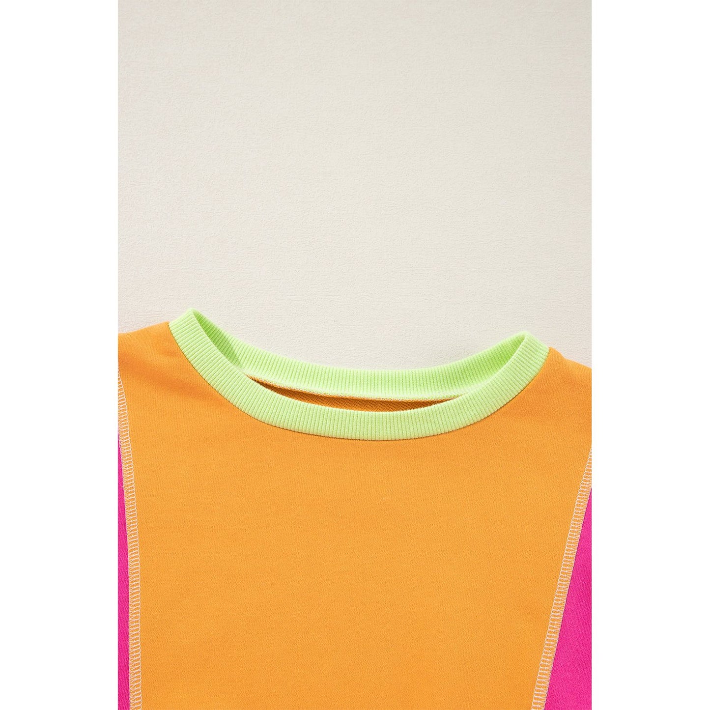 All Of The Lights Colorblock Exposed Stitching Oversize Pullover