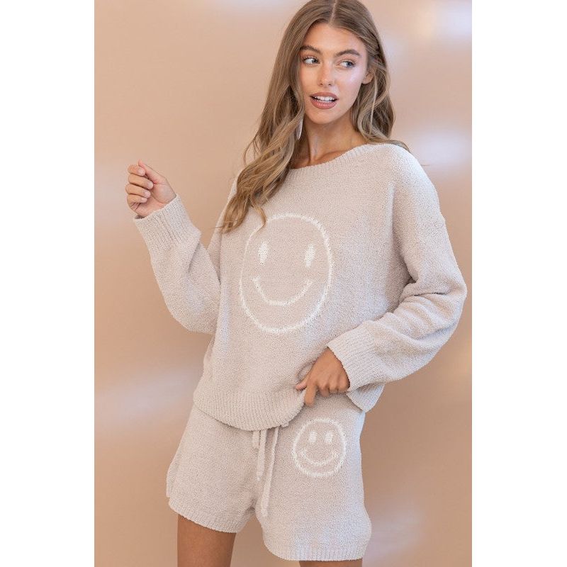 All Smiles Cozy Soft Top with Shorts Set