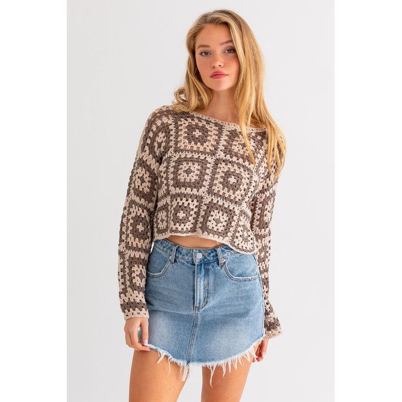 Long Sleeve Crochet Top