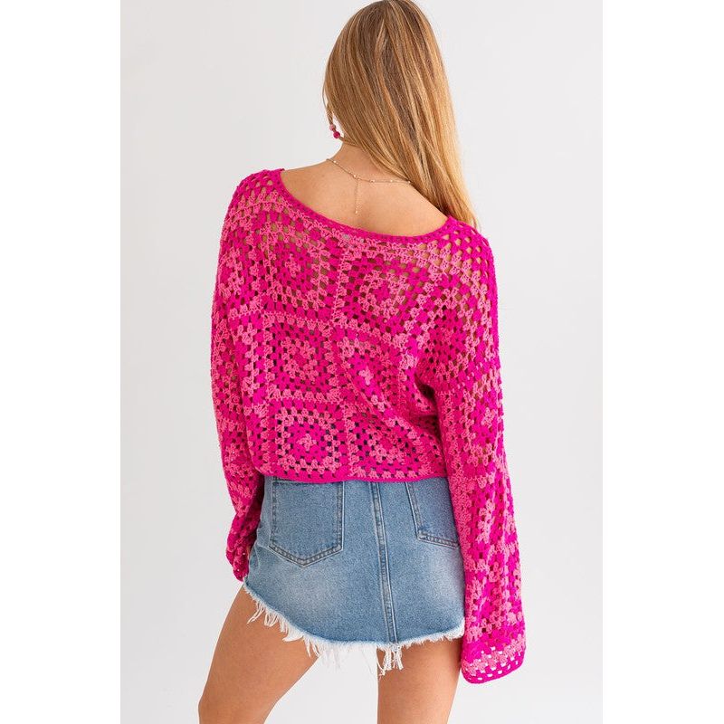 Long Sleeve Crochet Top