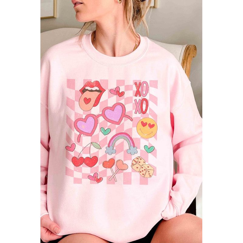 Checkered Valentine Vibes Graphic Sweatshirt