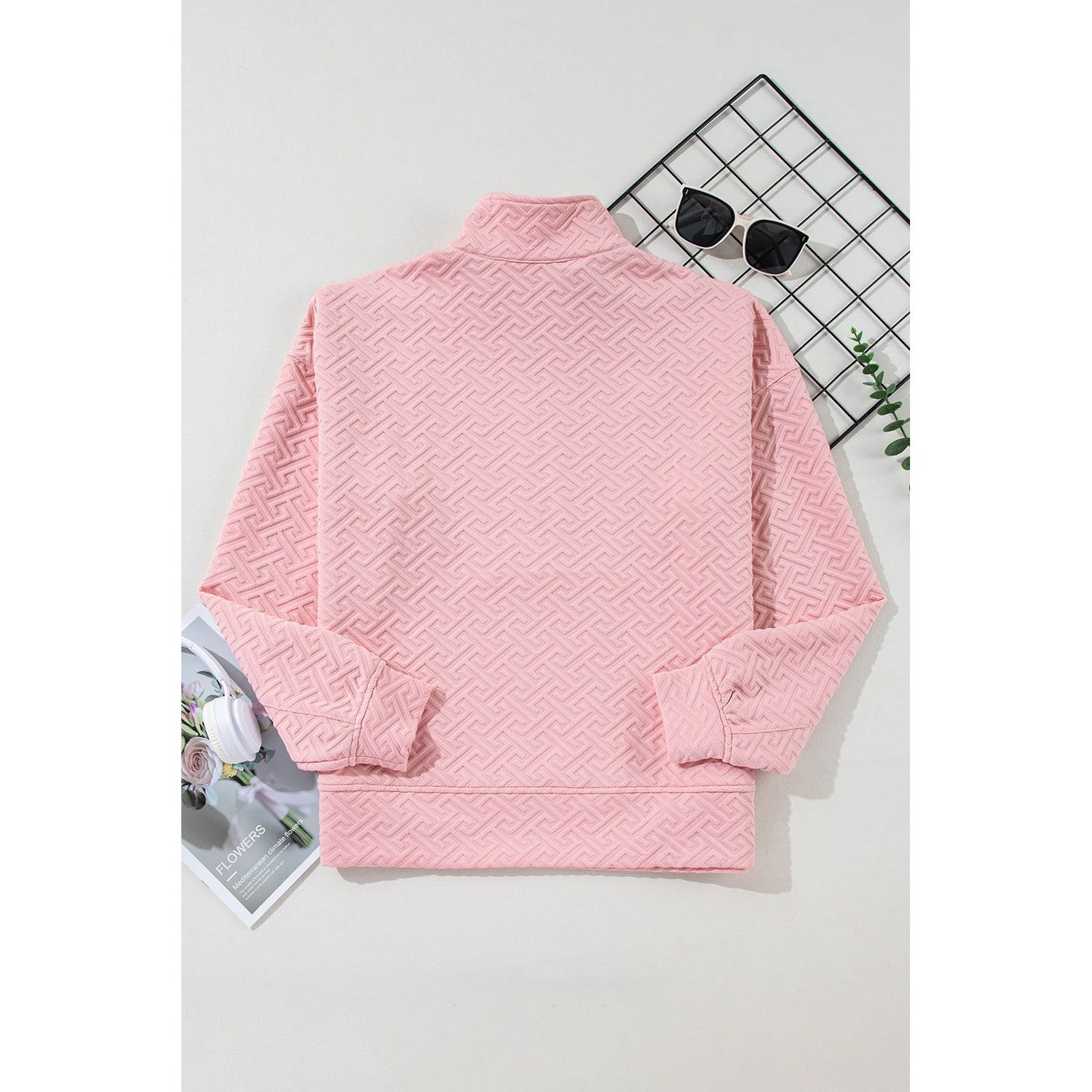 Worth Searching For Light Pink Half Zip Collared Pullover