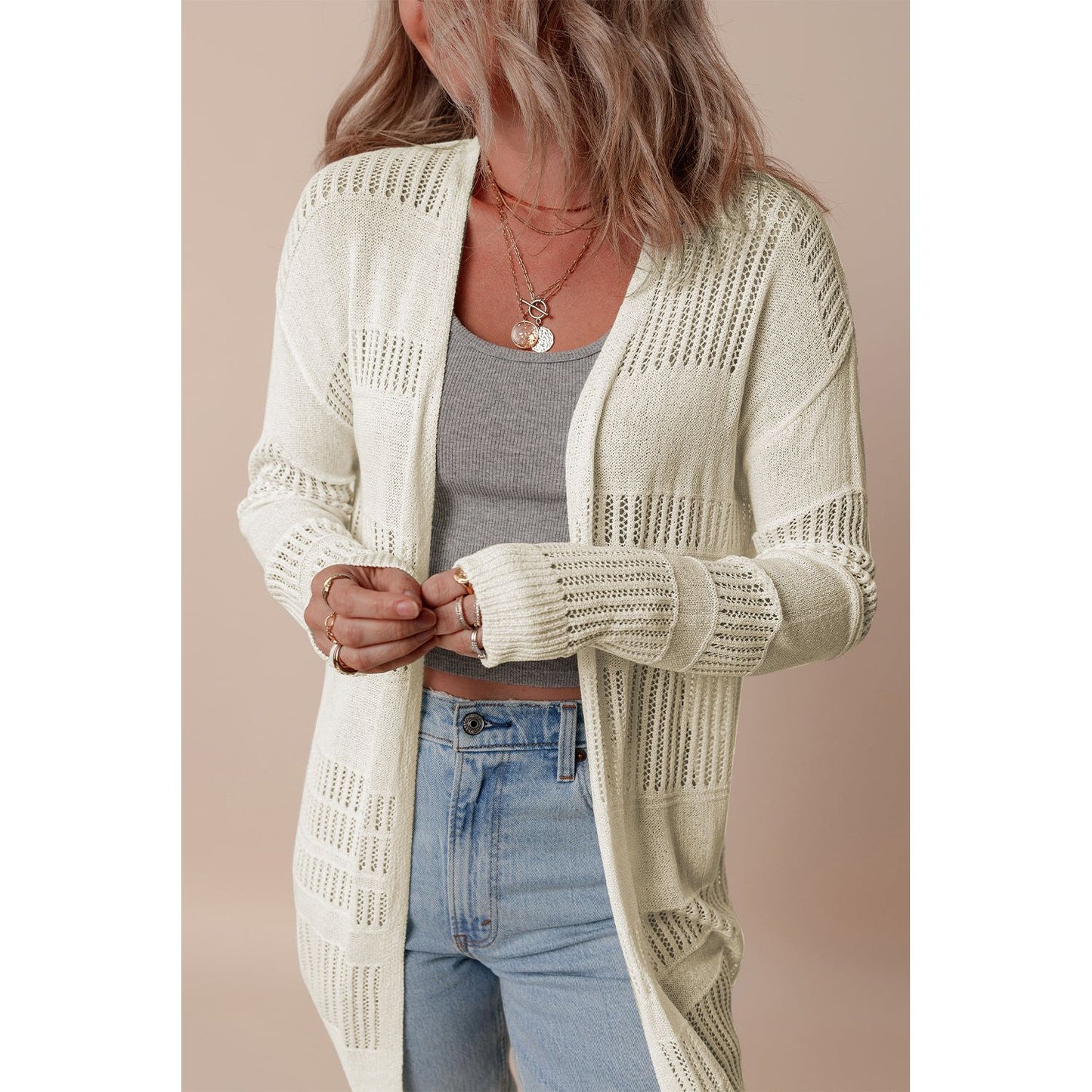 Date Night Lightweight Open Knit Tunic Cardigan