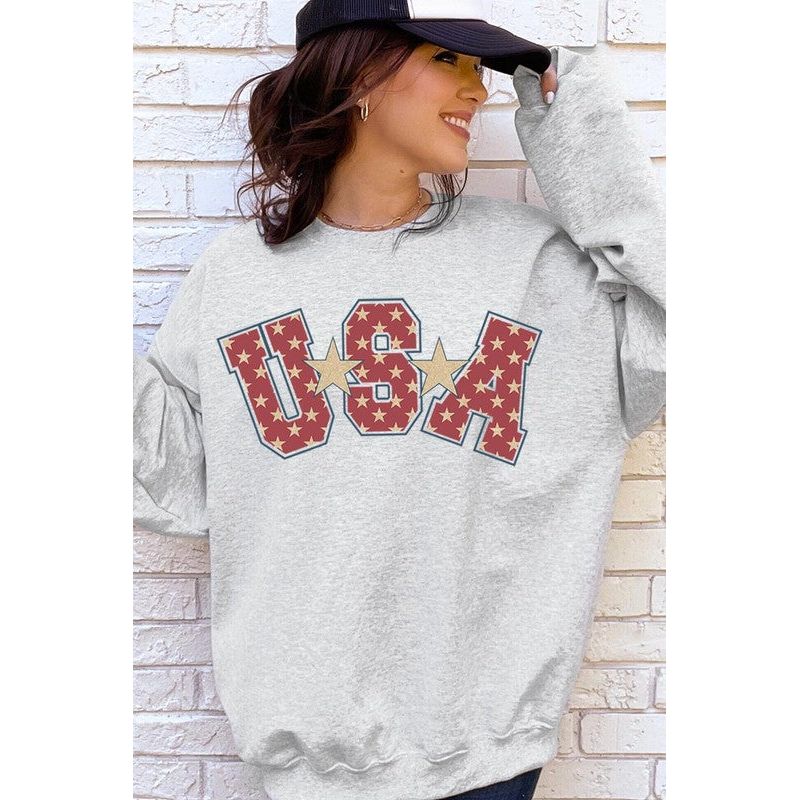 USA Star America Oversized Graphic Sweatshirt