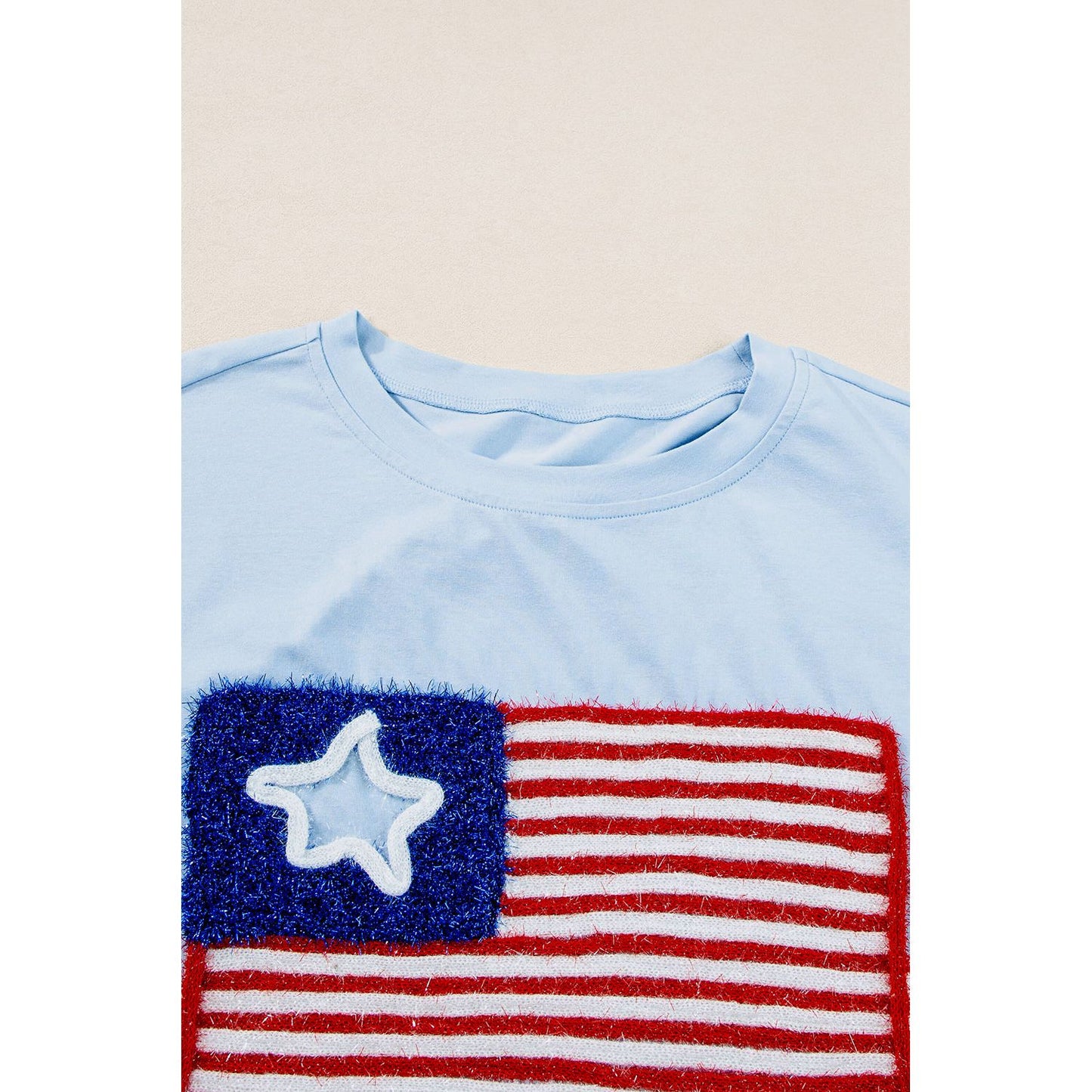 Beau Blue Tinsel American Flag Graphic T-shirt