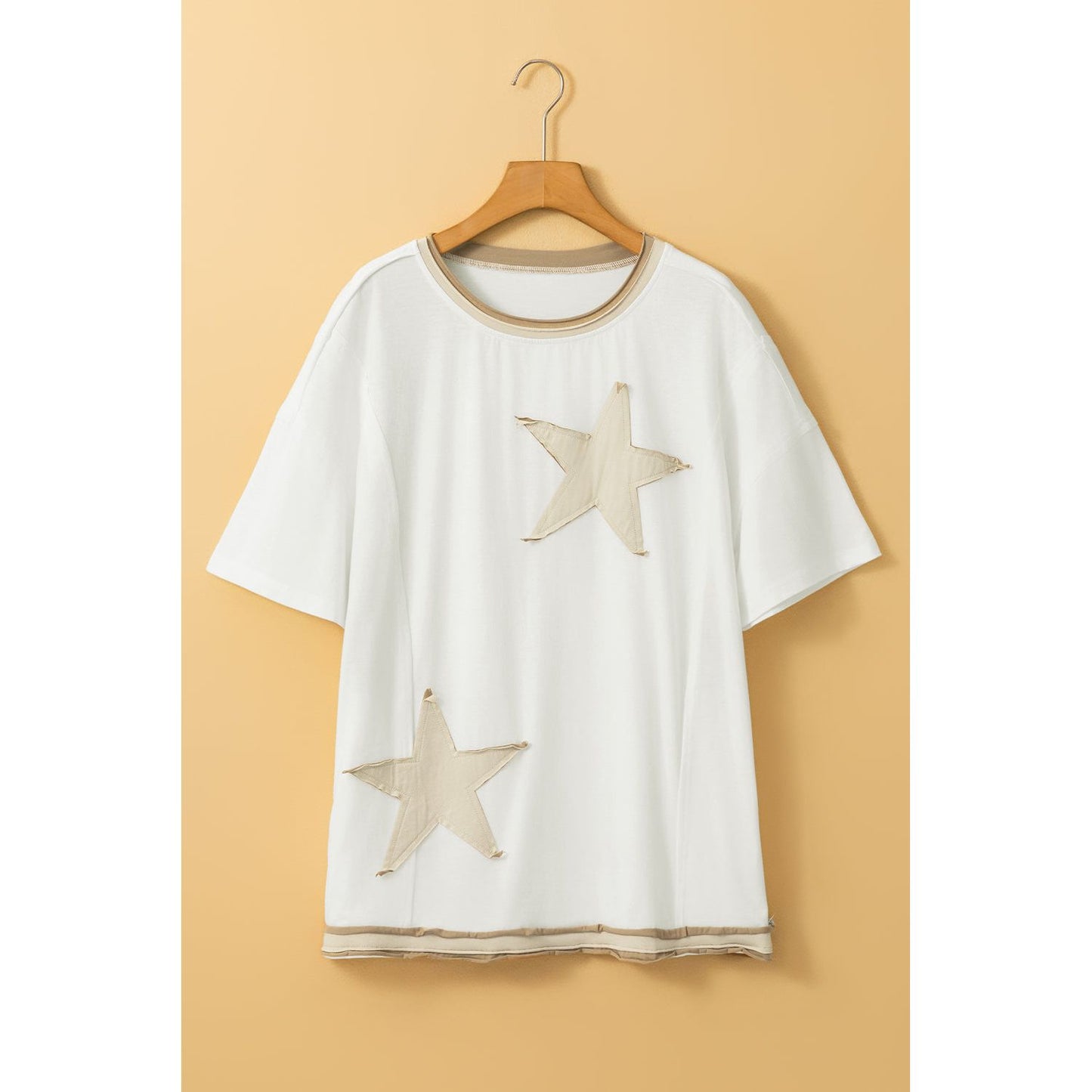 White Shooting Star Patched Oversized Tee