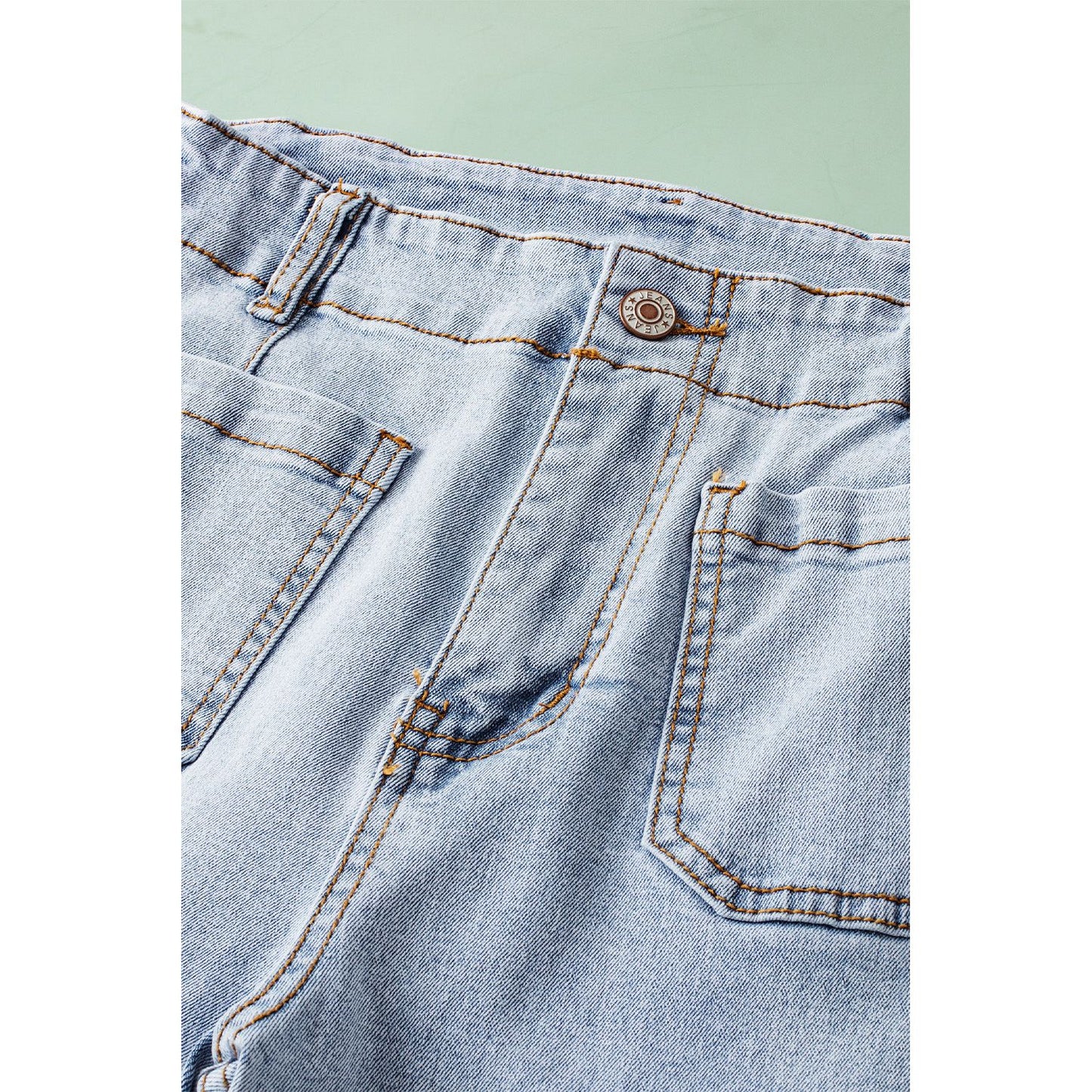 Walk This Way Blue Acid Wash Contrast Edge Cropped Jeans