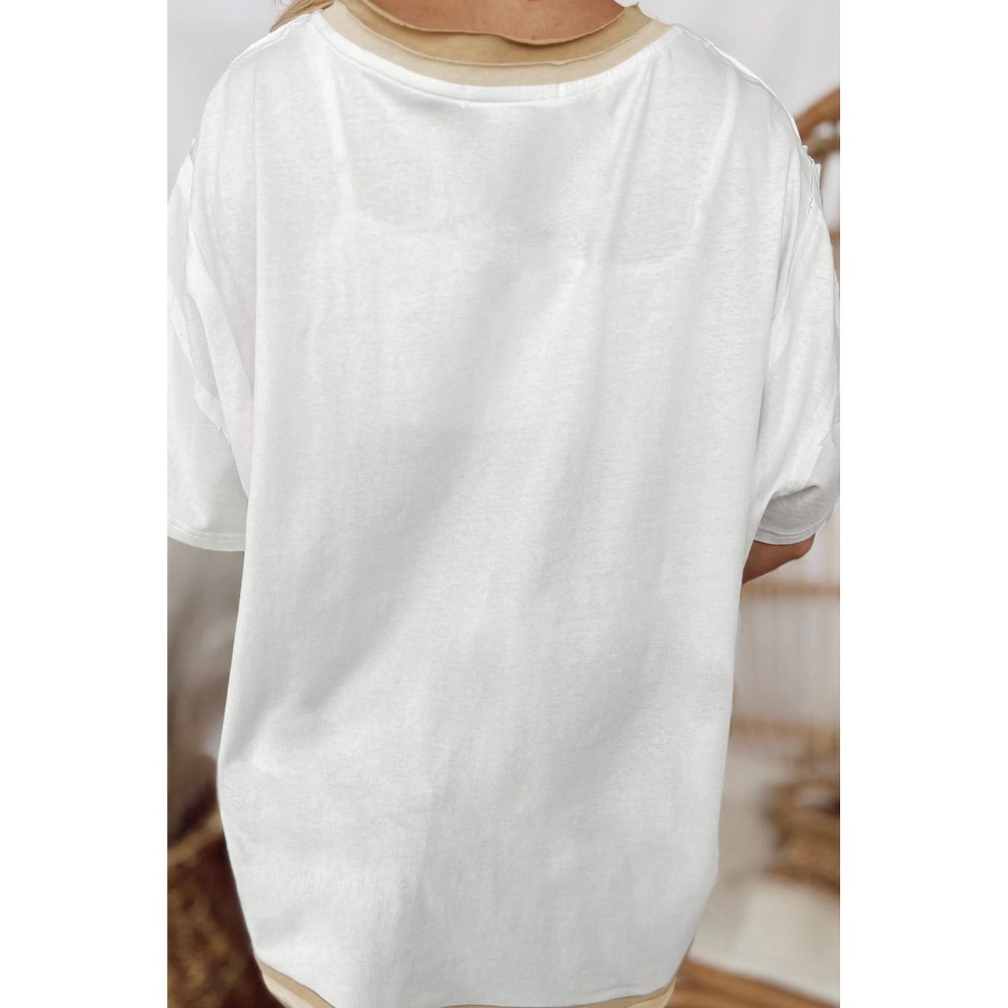 White Shooting Star Patched Oversized Tee