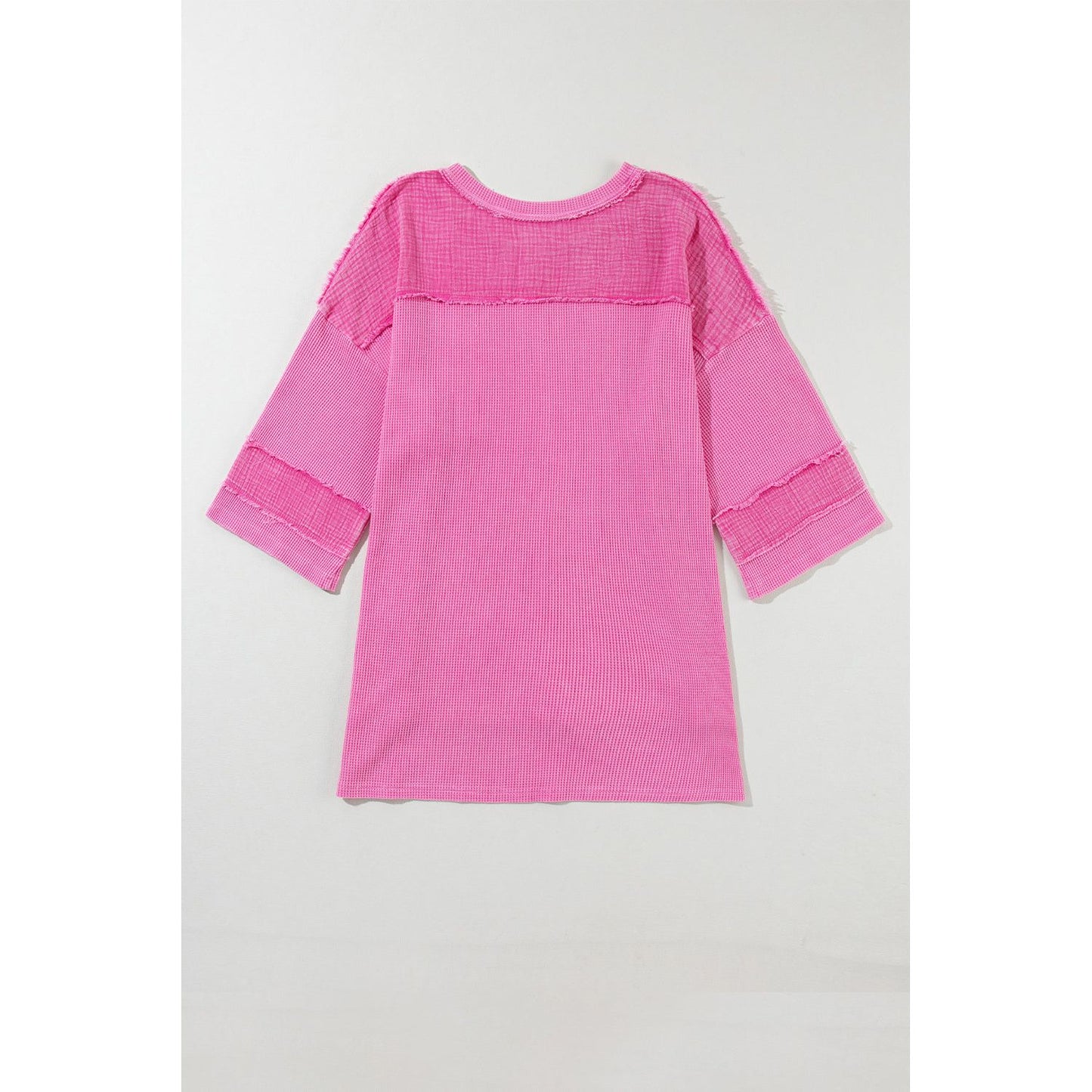 Pretty In Pink Oversized Mineral Wash Textured Bracelet Sleeve Top