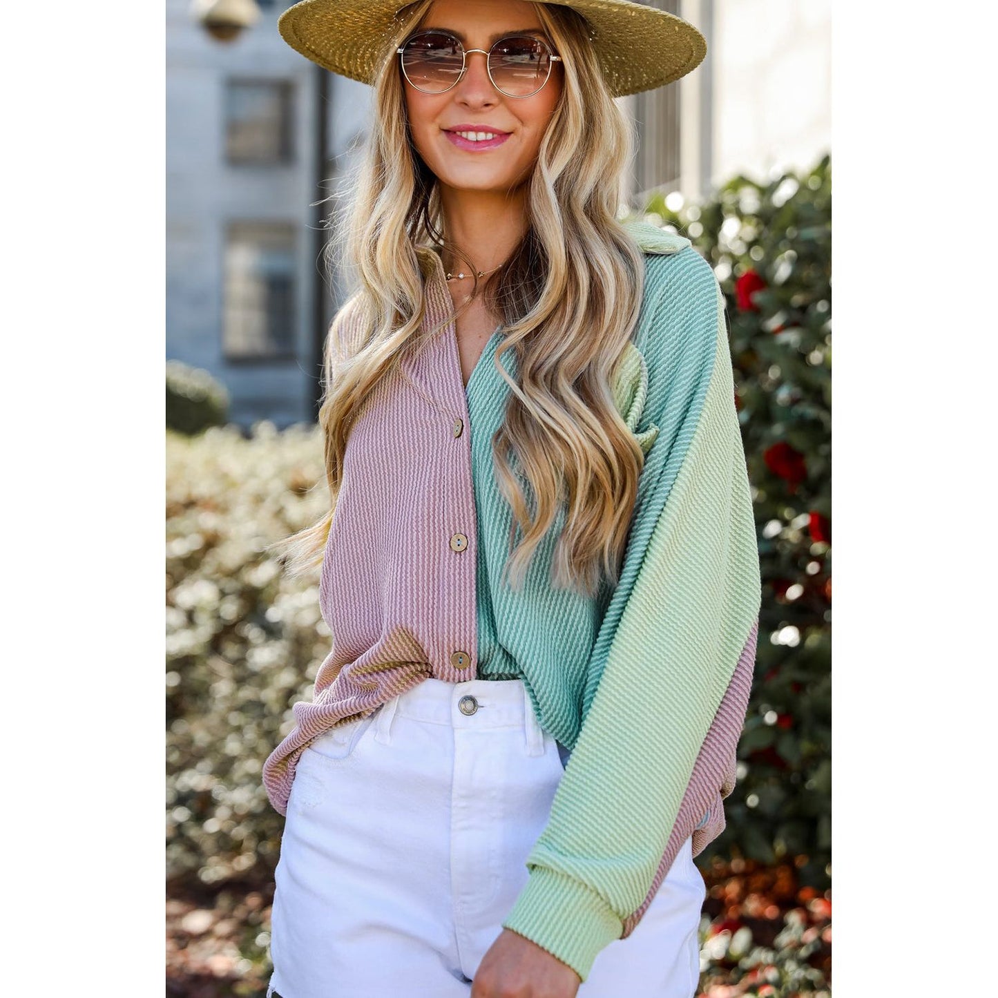 Nothing But Love Color Block Buttoned Oversized Shirt