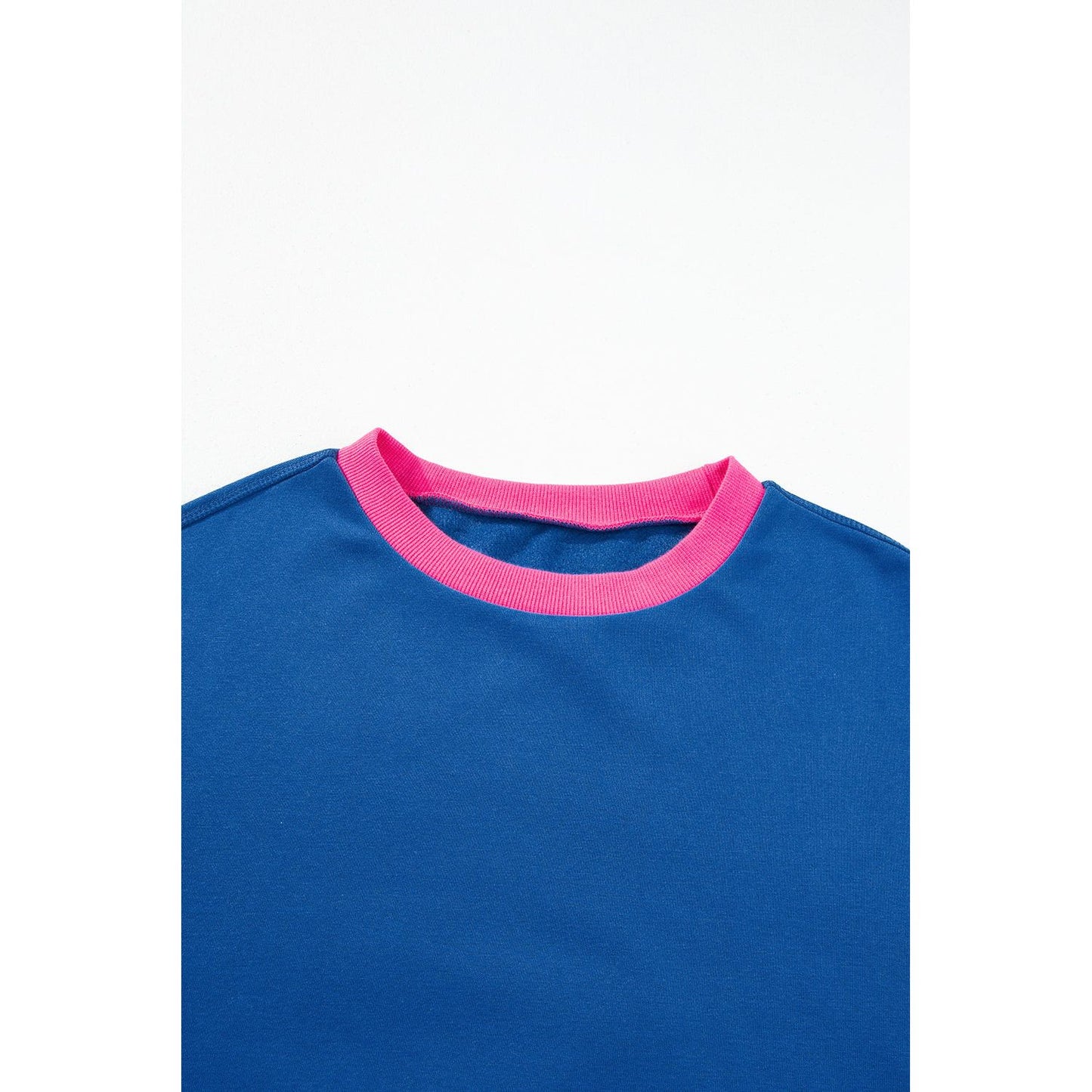 Blue Colorblock Bubble Sleeve Sweatshirt