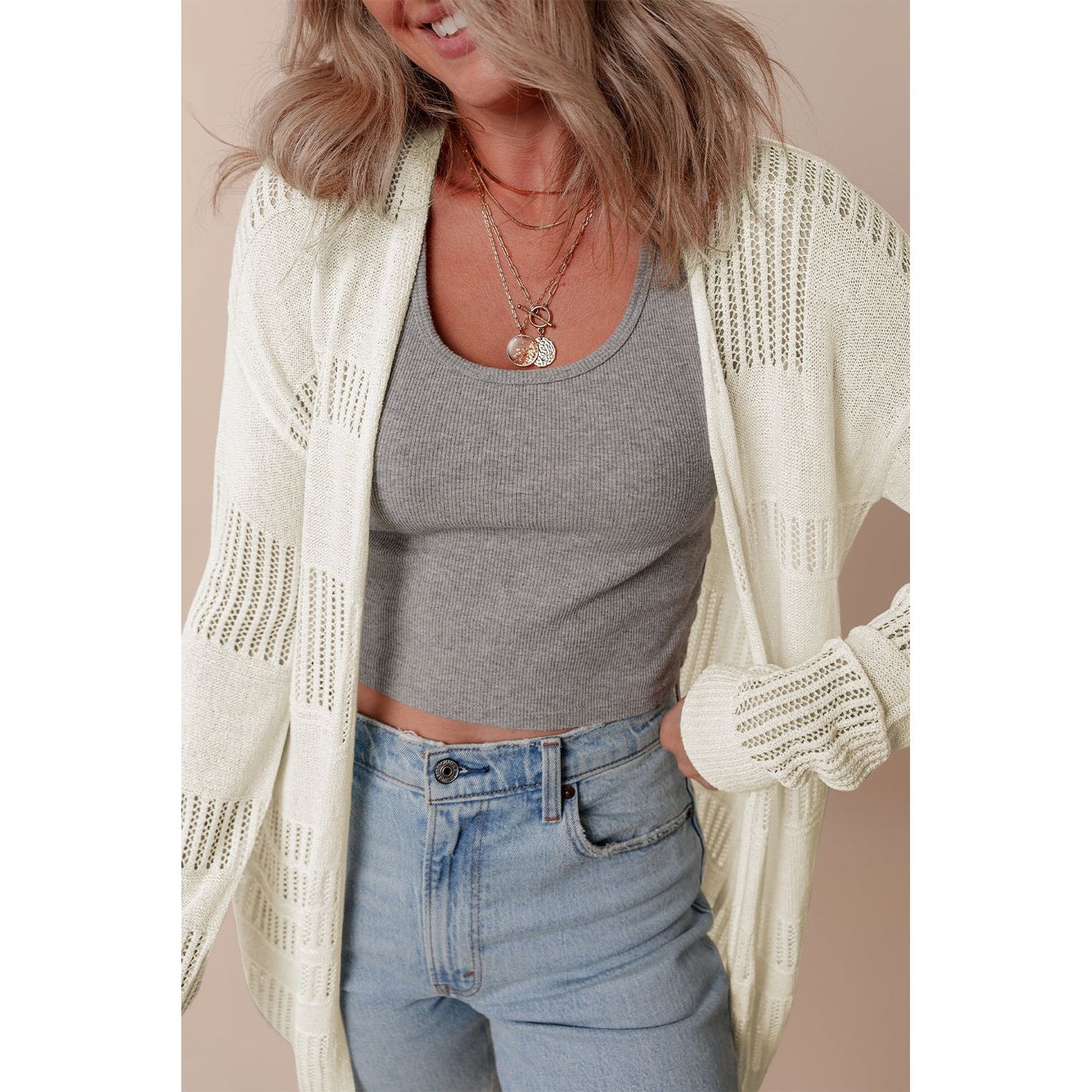 Date Night Lightweight Open Knit Tunic Cardigan