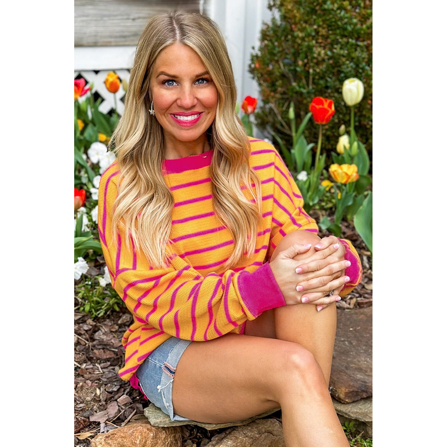 Brighter Days Orange Stripe Loose Sweater