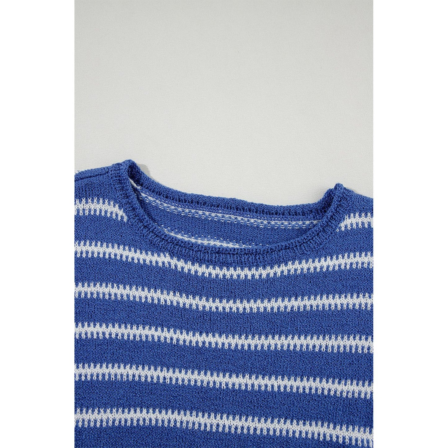 Cozy Season Sky Blue Striped Sweater