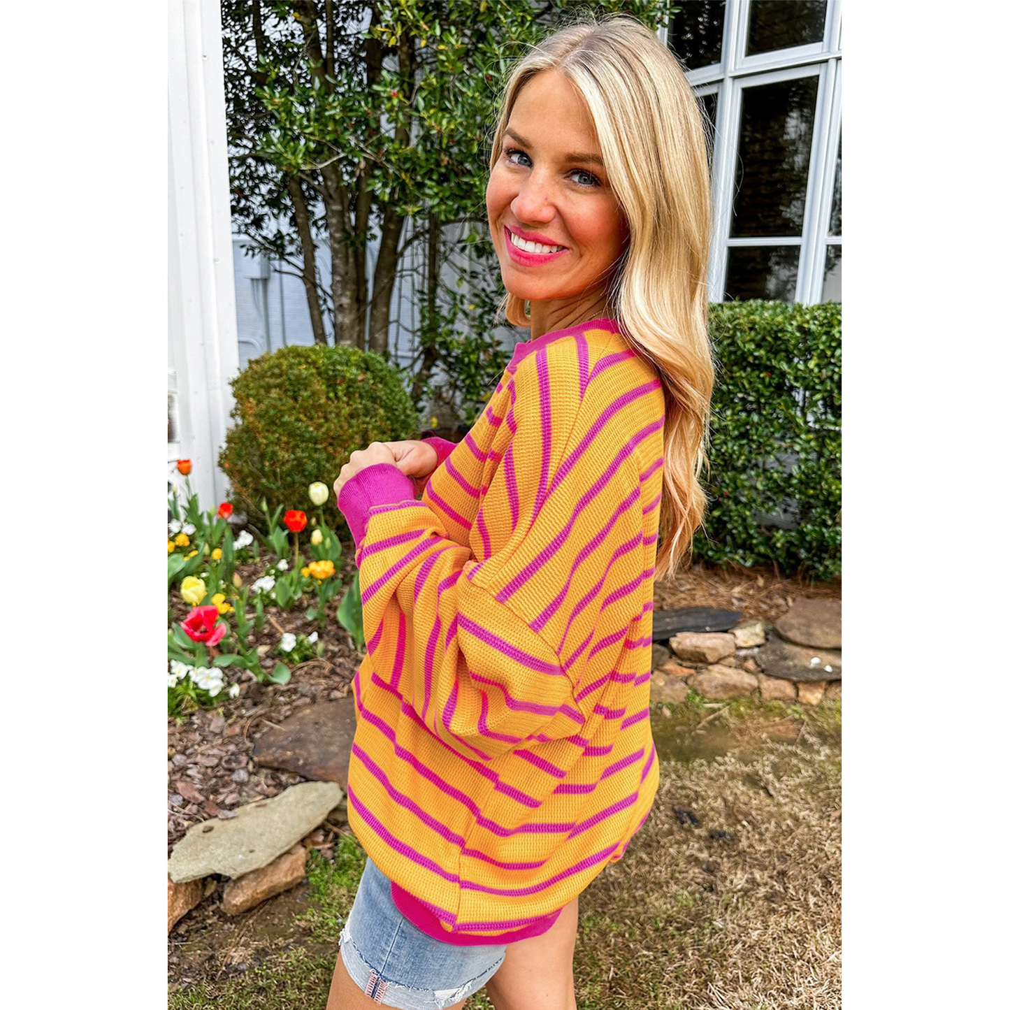 Brighter Days Orange Stripe Loose Sweater