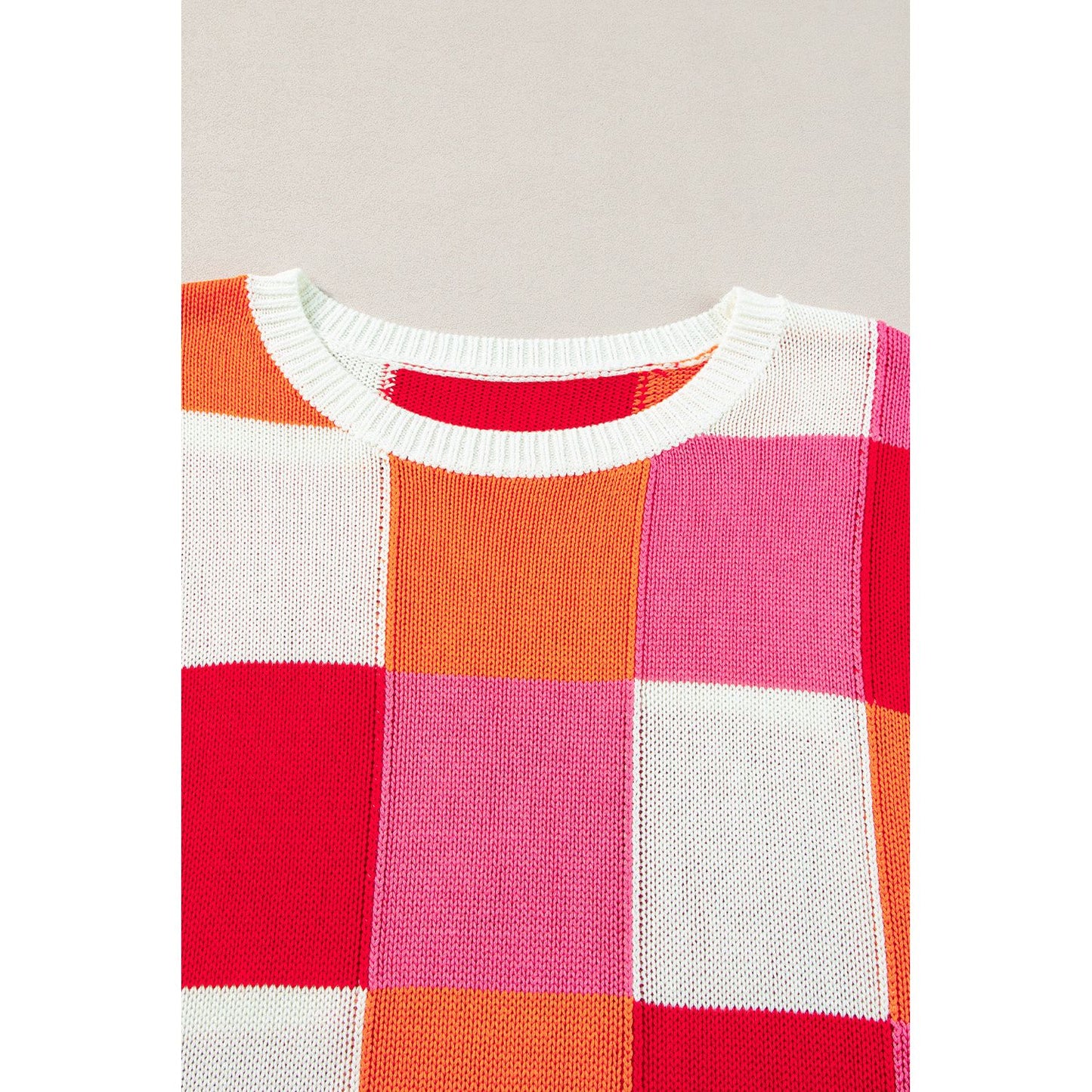 Fiery Red Color Block Cap Sleeve Sweater