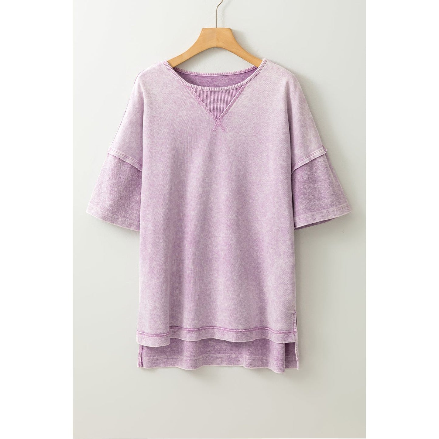 Orchid Petal Mineral Wash Exposed Seam Oversized Tee