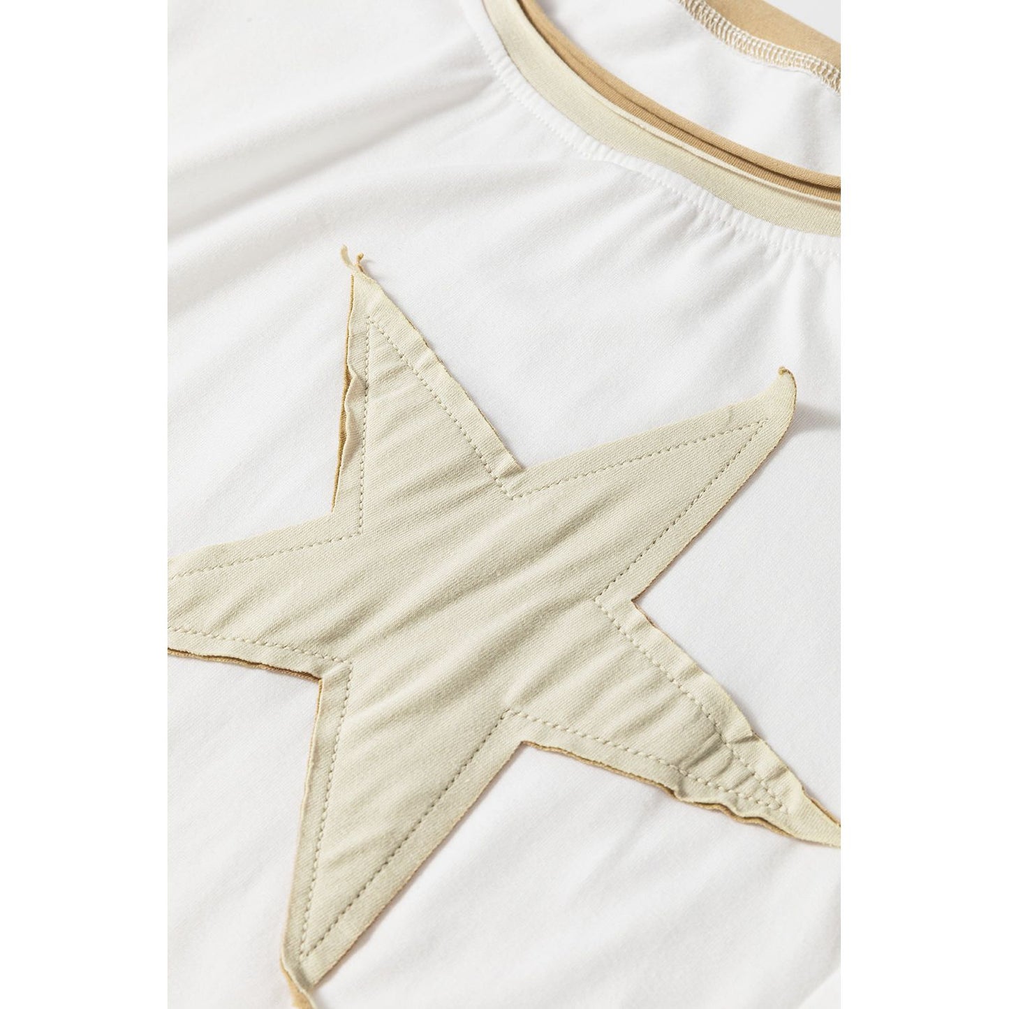 White Shooting Star Patched Oversized Tee