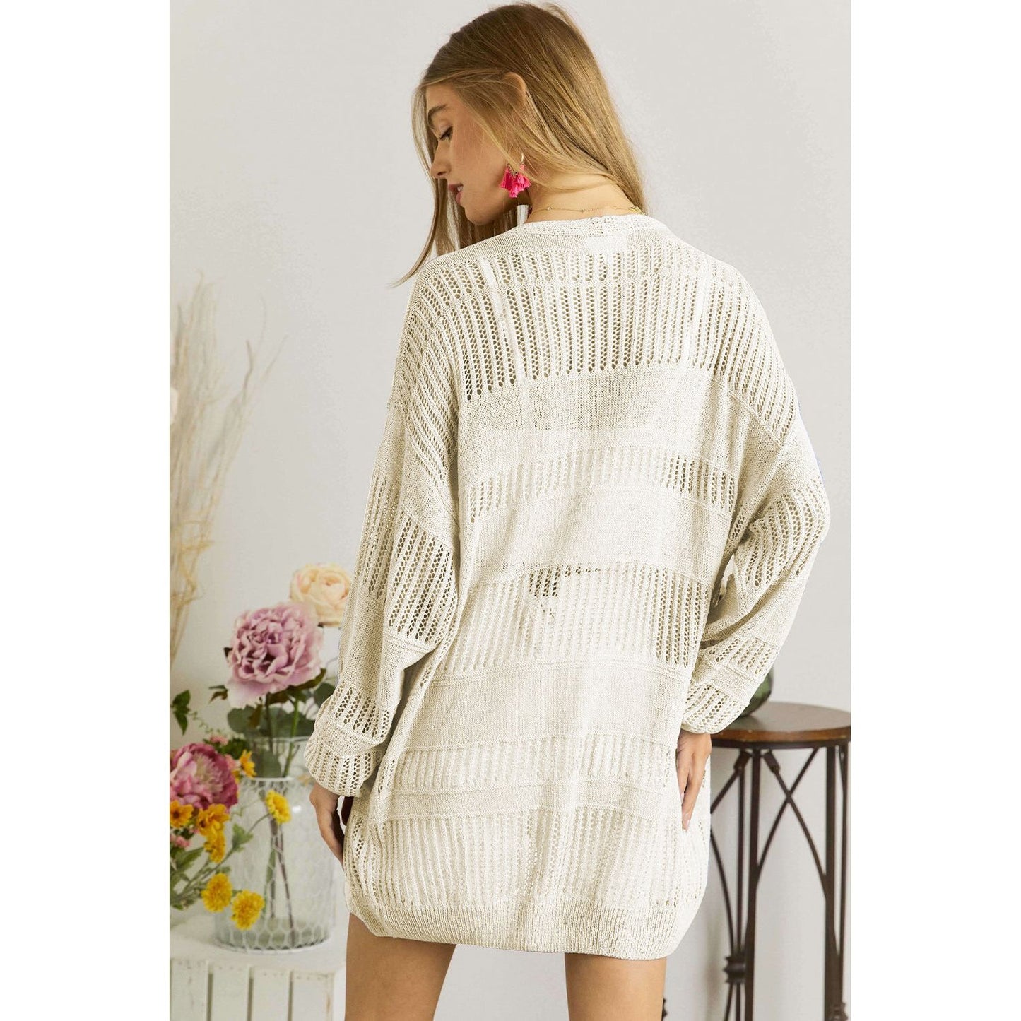 Date Night Lightweight Open Knit Tunic Cardigan