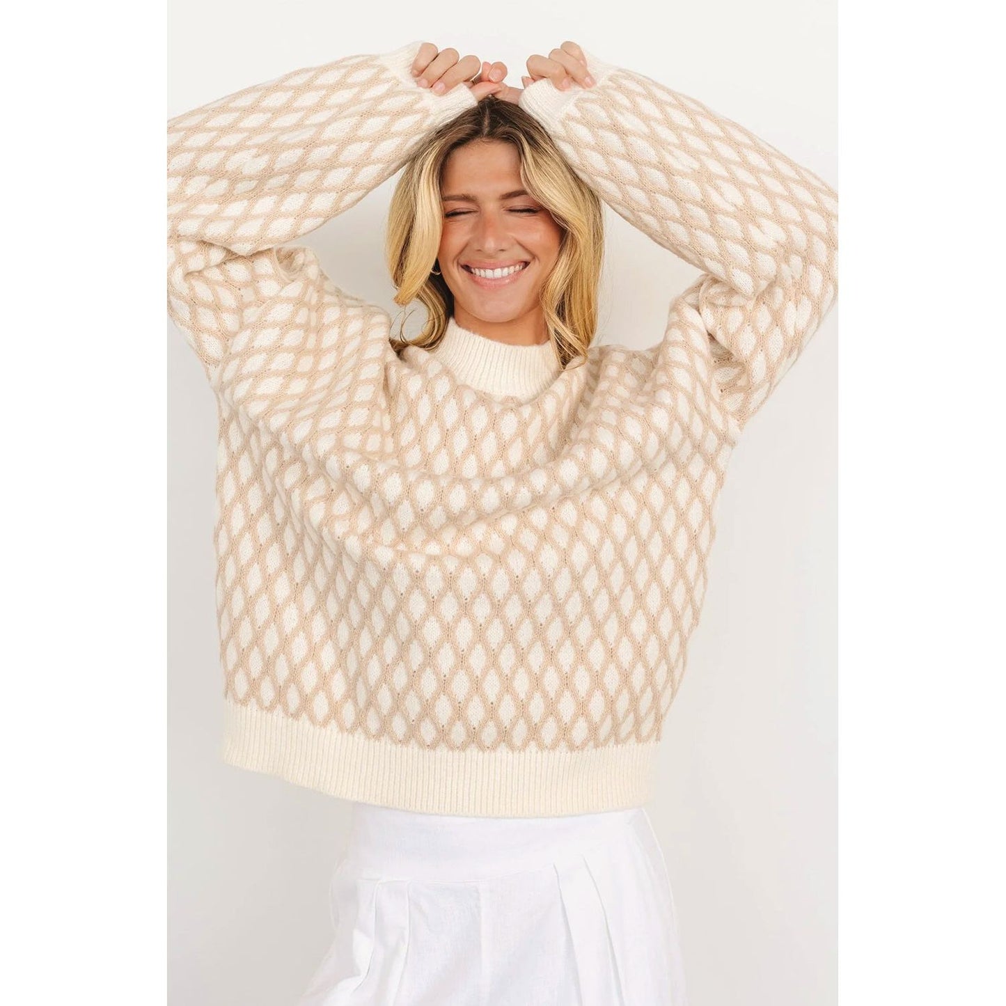 Around the Fire Oatmeal Textured Knit Sweater