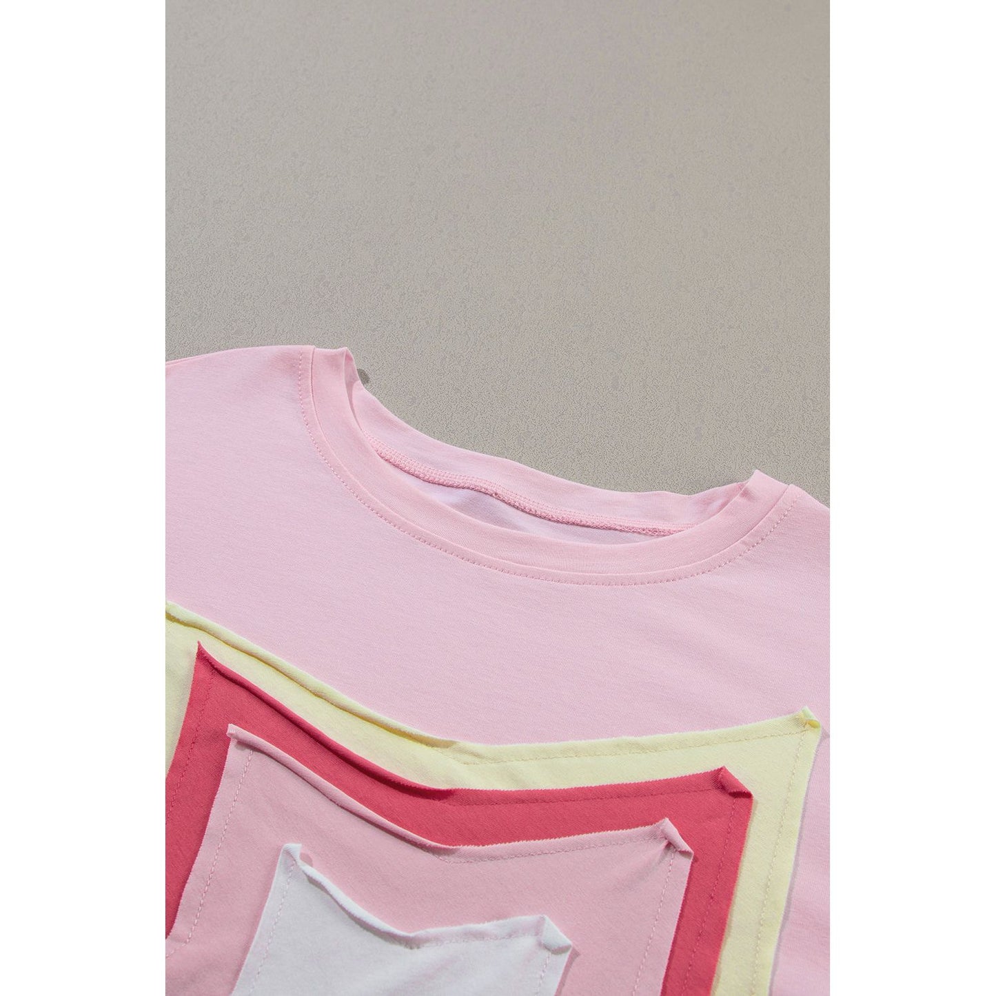 Shooting Star Light Pink Patched Half Sleeve Oversized Tee