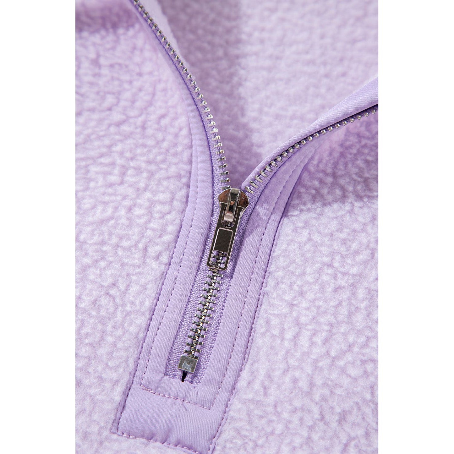 Lavender Fields Half Zip Patch Pocket Drawstring Hoodie