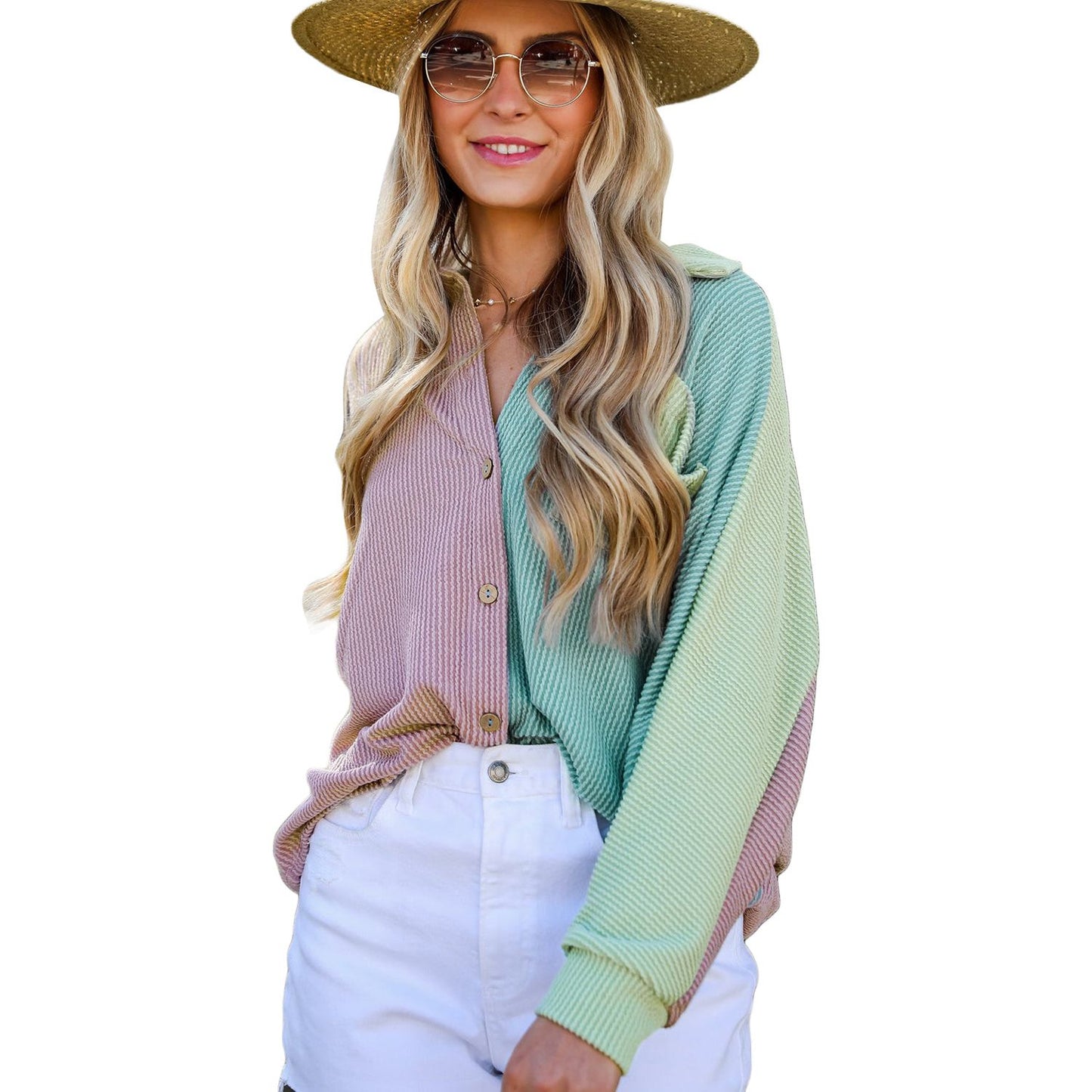 Nothing But Love Color Block Buttoned Oversized Shirt