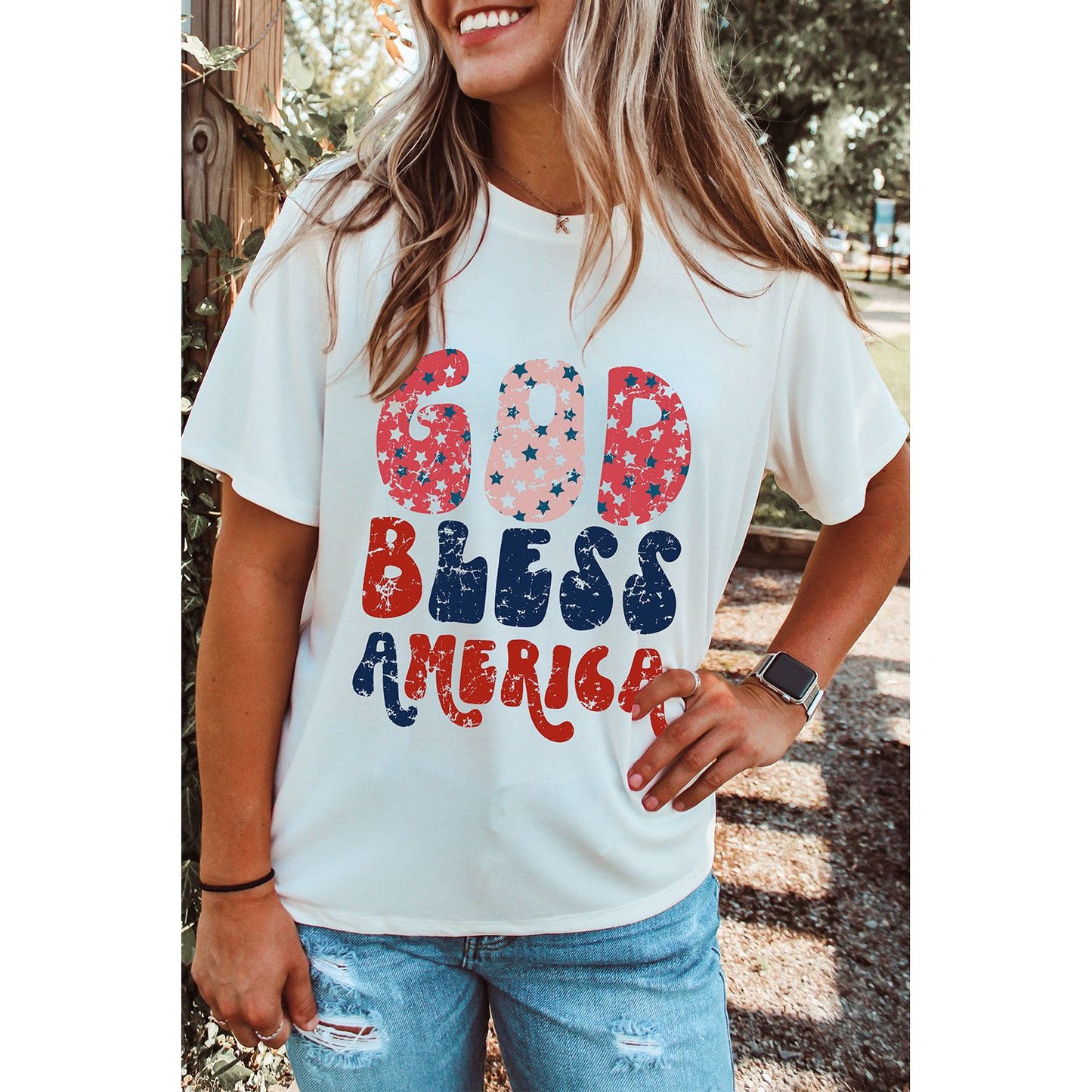 White God Bless America Graphic Tee