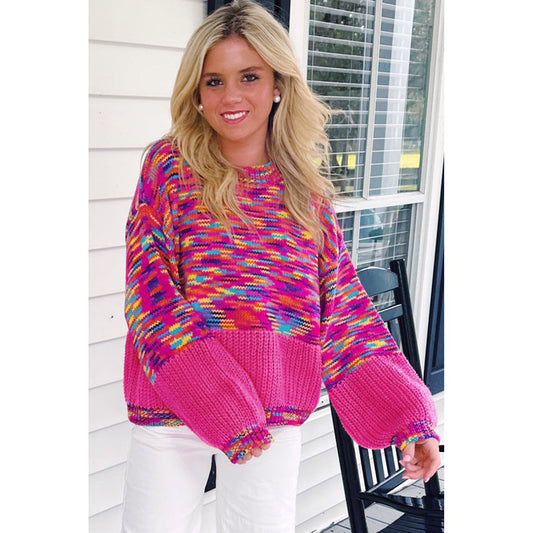 Bright Pink Confetti Crewneck Sweater