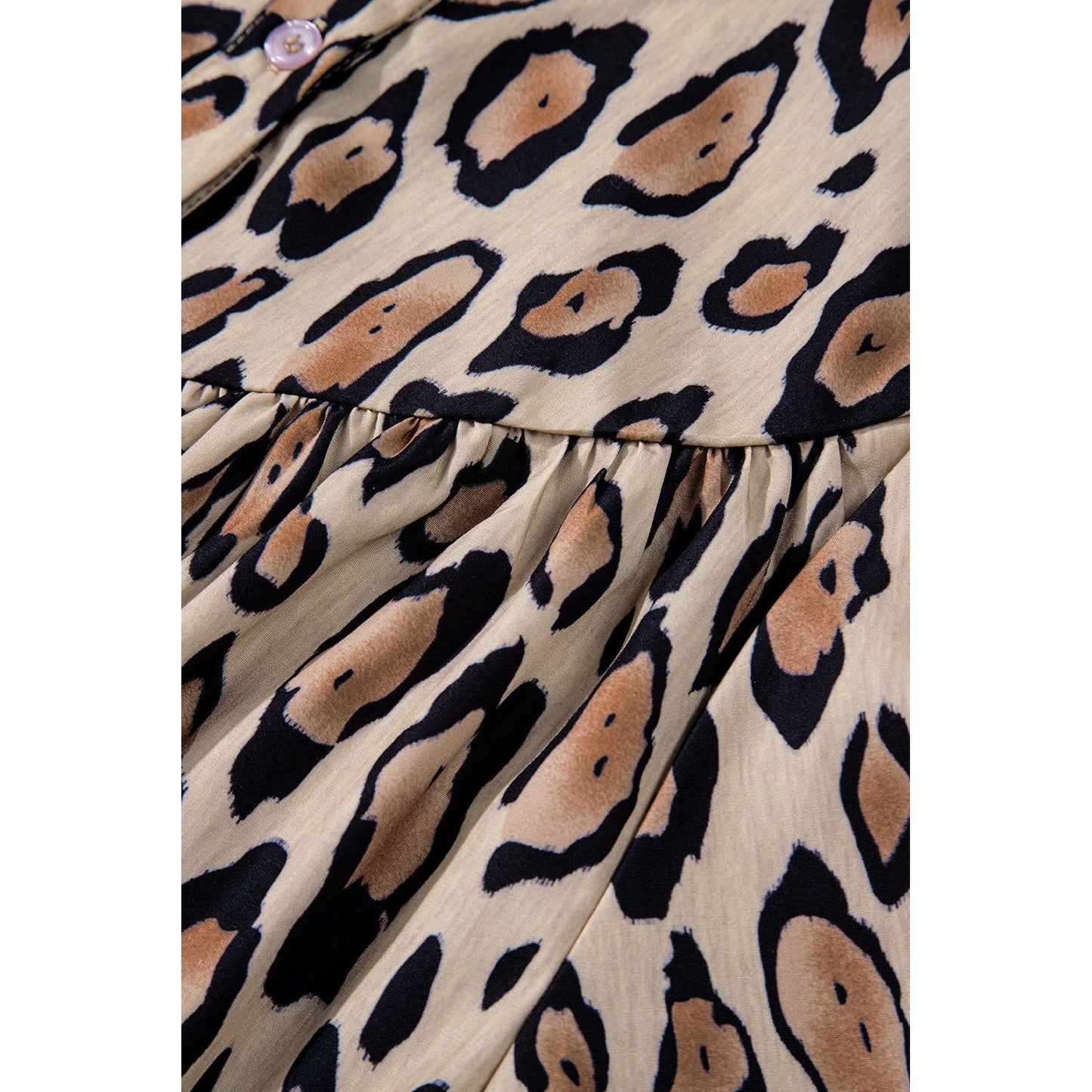 Jet Stream Leopard Print Balloon Sleeve Loose Blouse