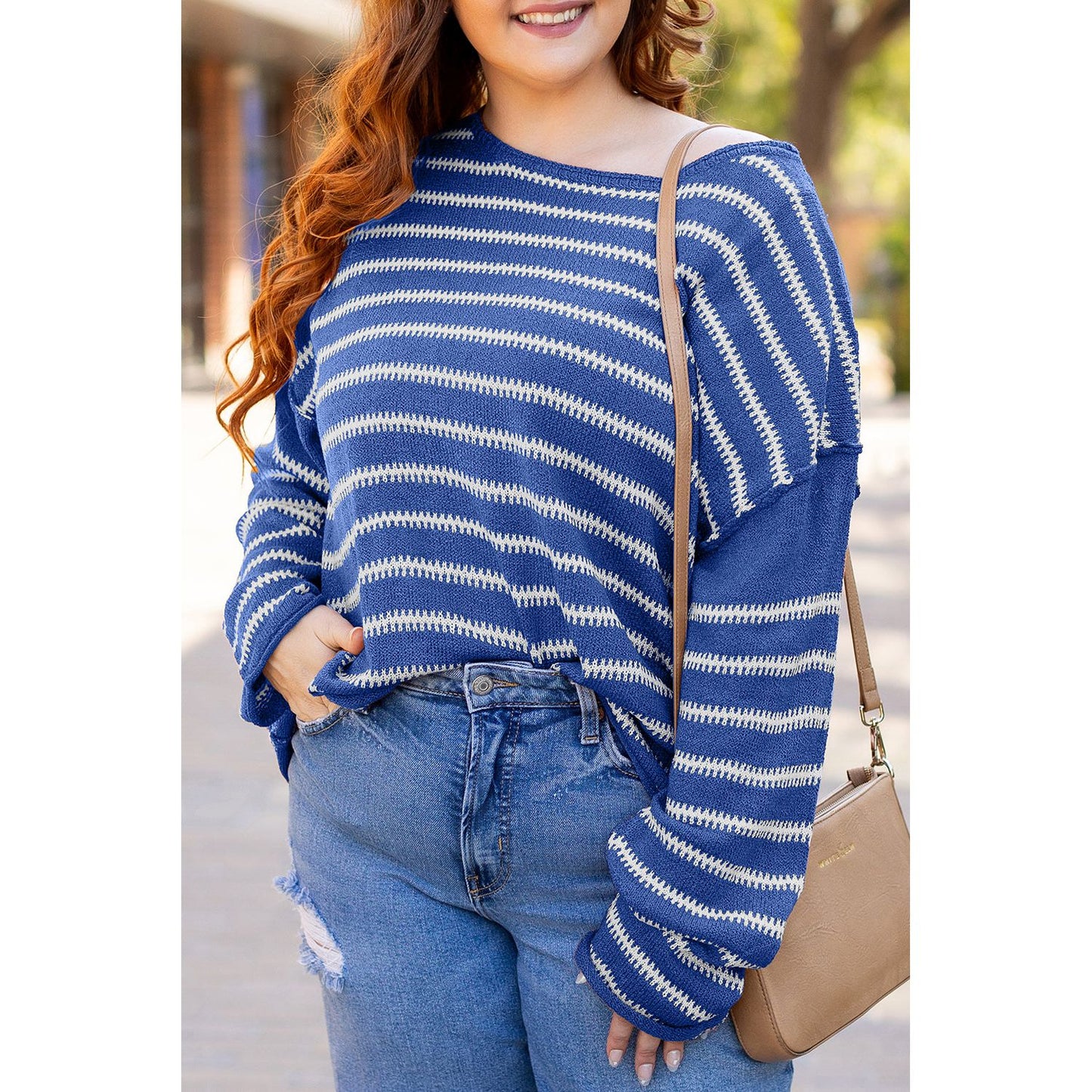 Cozy Season Sky Blue Striped Sweater