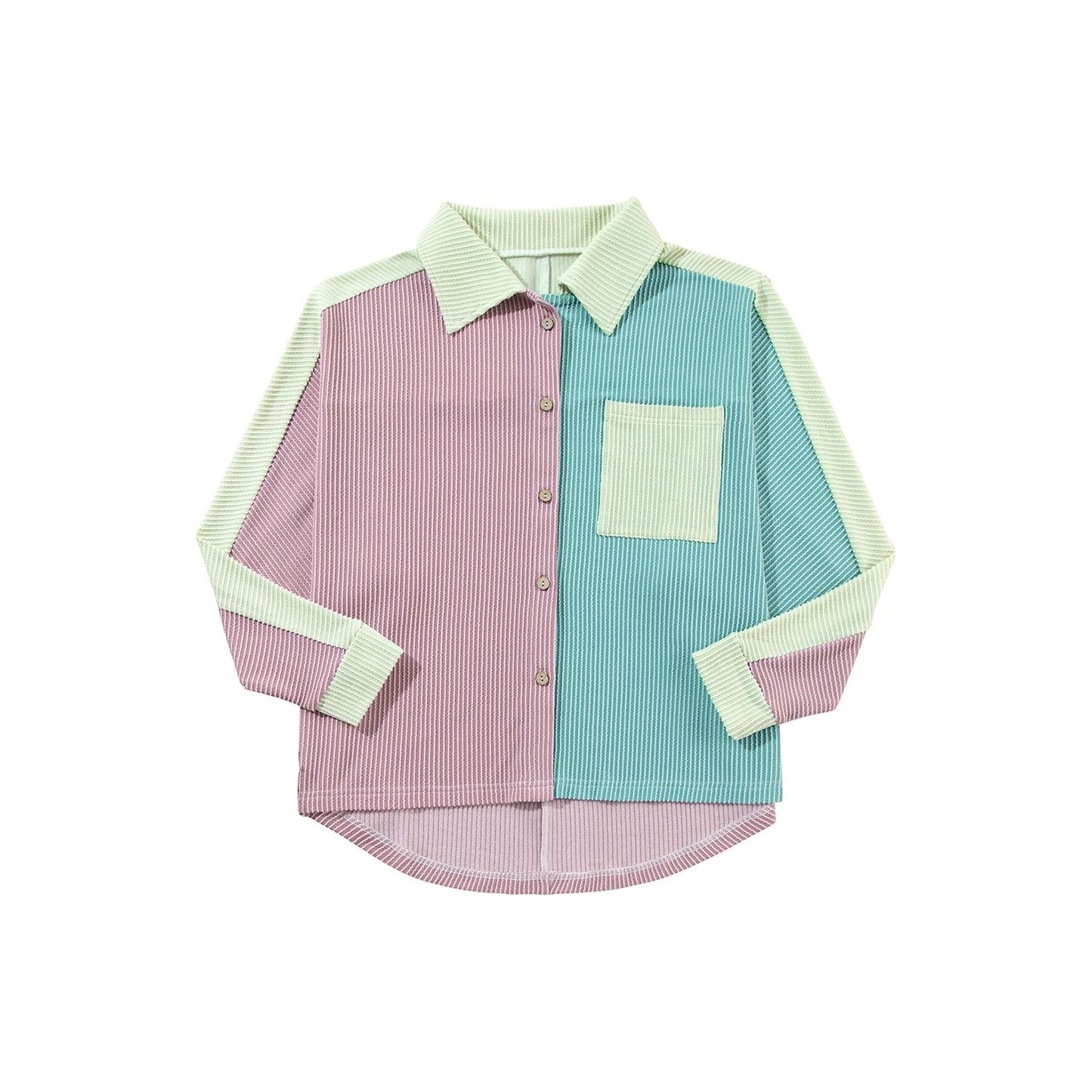 Nothing But Love Color Block Buttoned Oversized Shirt