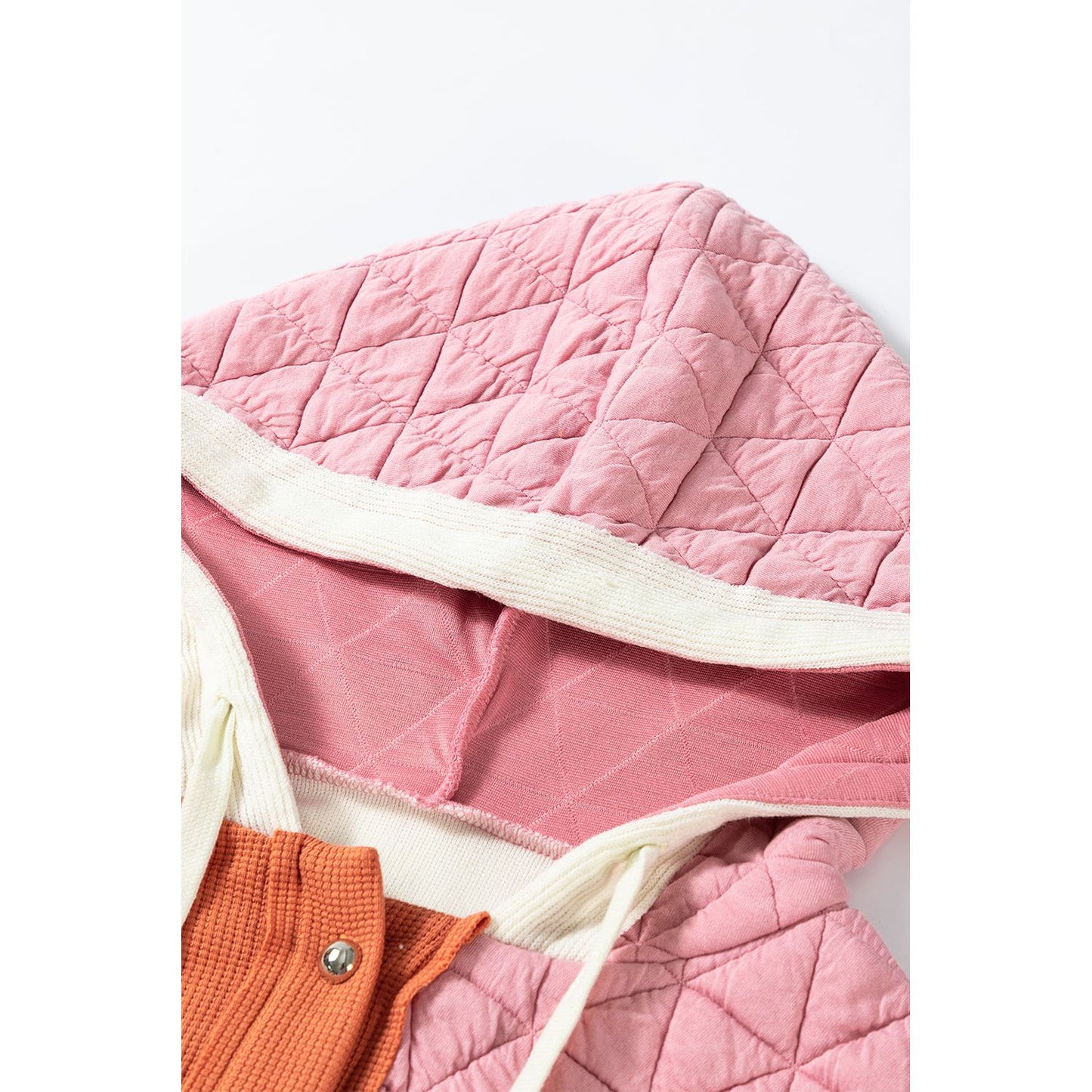 Happiest With You Coral Quilted Loose Fit Hooded Jacket