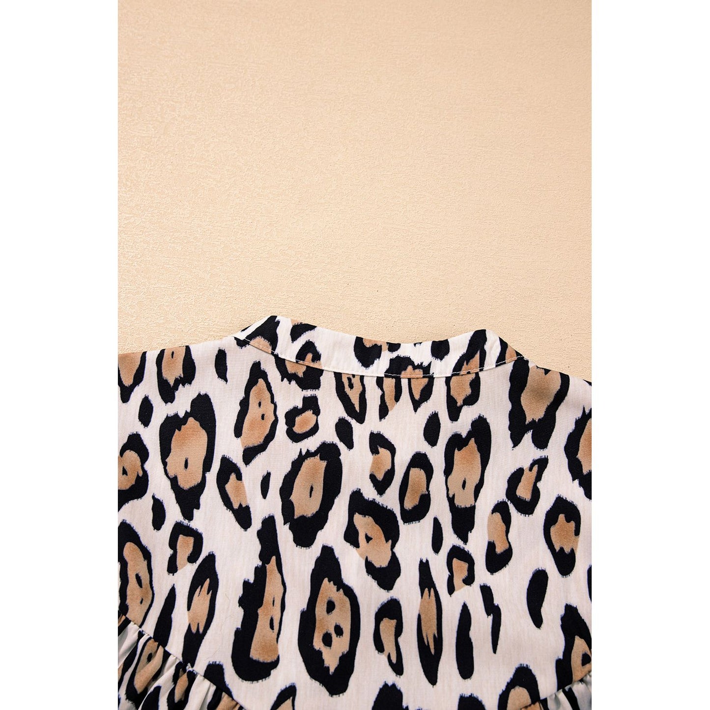 Jet Stream Leopard Print Balloon Sleeve Loose Blouse