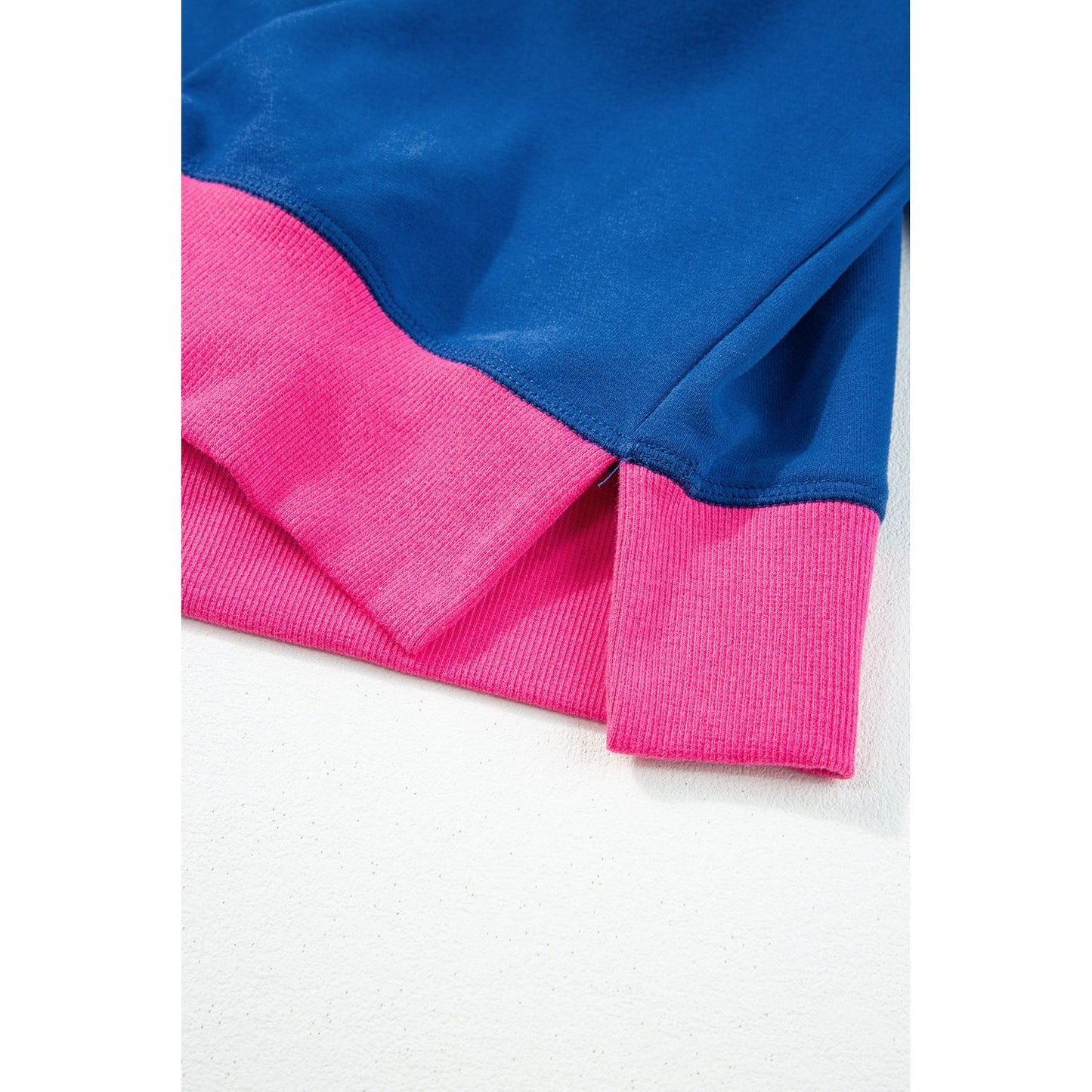 Blue Colorblock Bubble Sleeve Sweatshirt