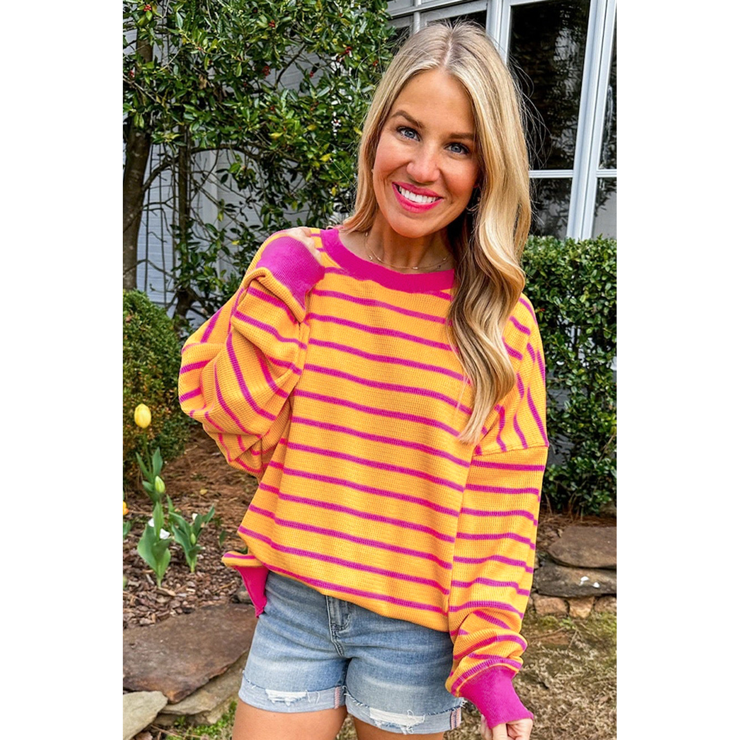 Brighter Days Orange Stripe Loose Sweater