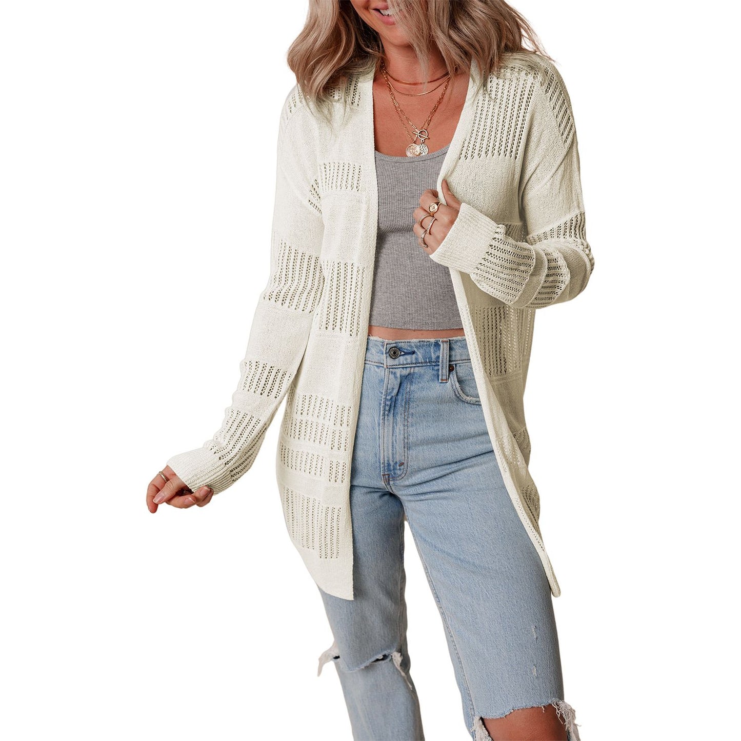 Date Night Lightweight Open Knit Tunic Cardigan