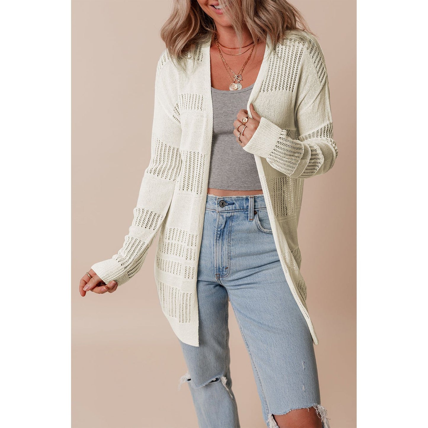 Date Night Lightweight Open Knit Tunic Cardigan