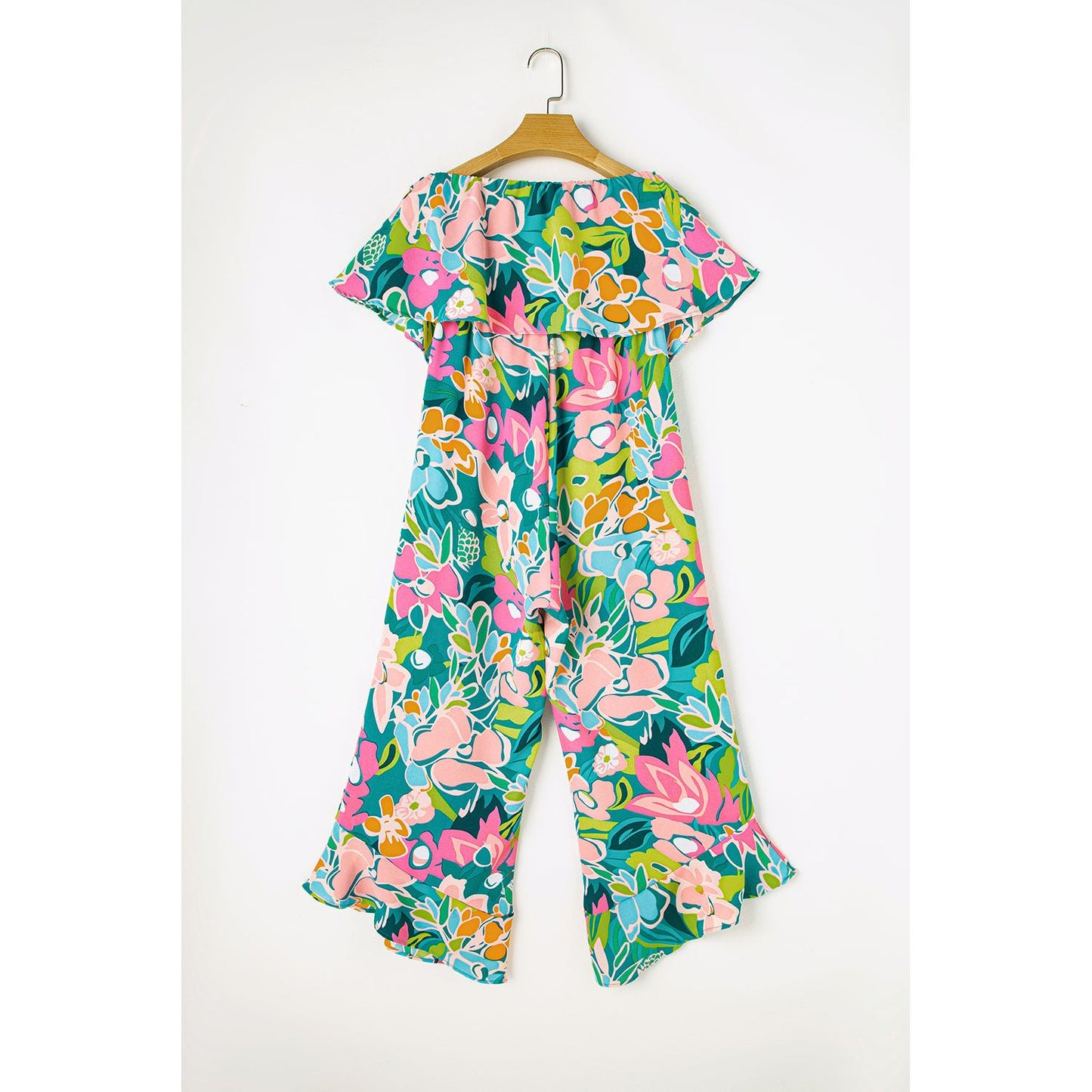 Tropical Paradise Strapless Ruffled Jumpsuit