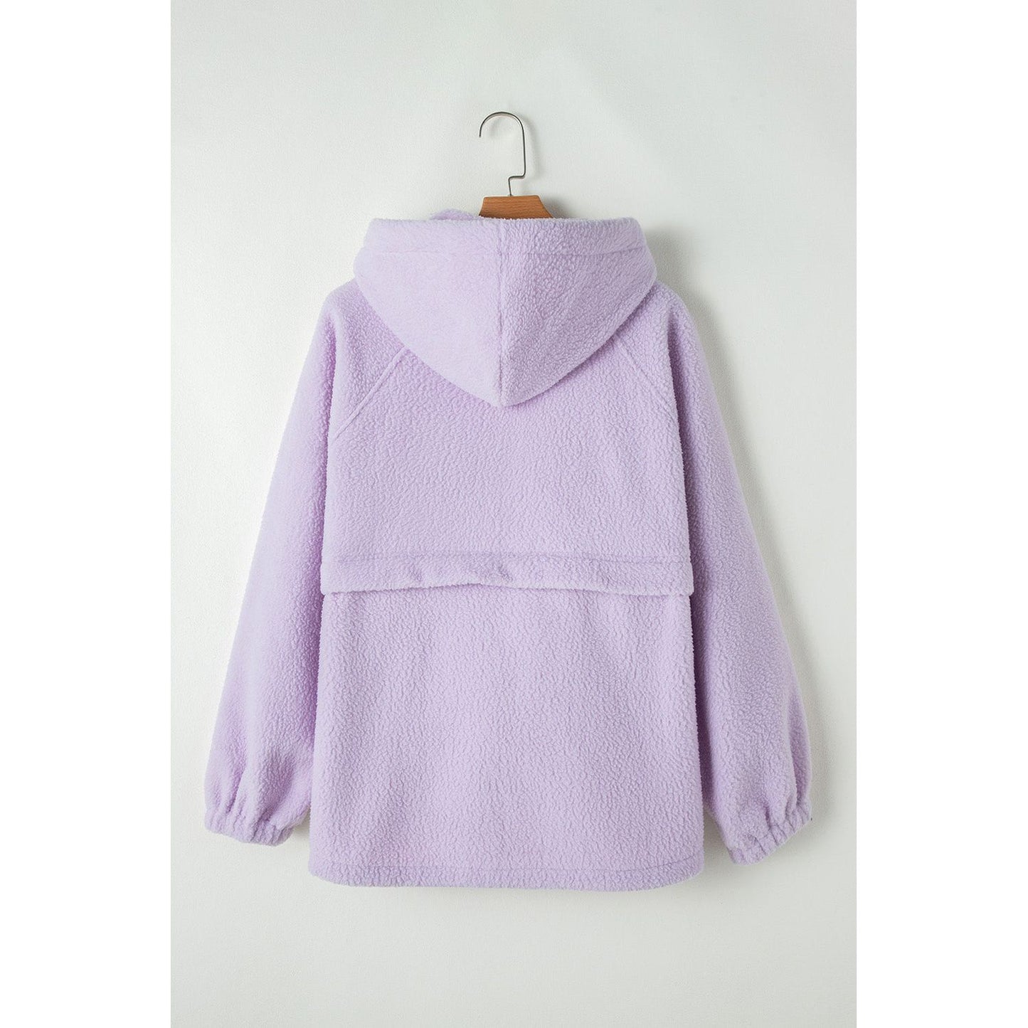 Lavender Fields Half Zip Patch Pocket Drawstring Hoodie